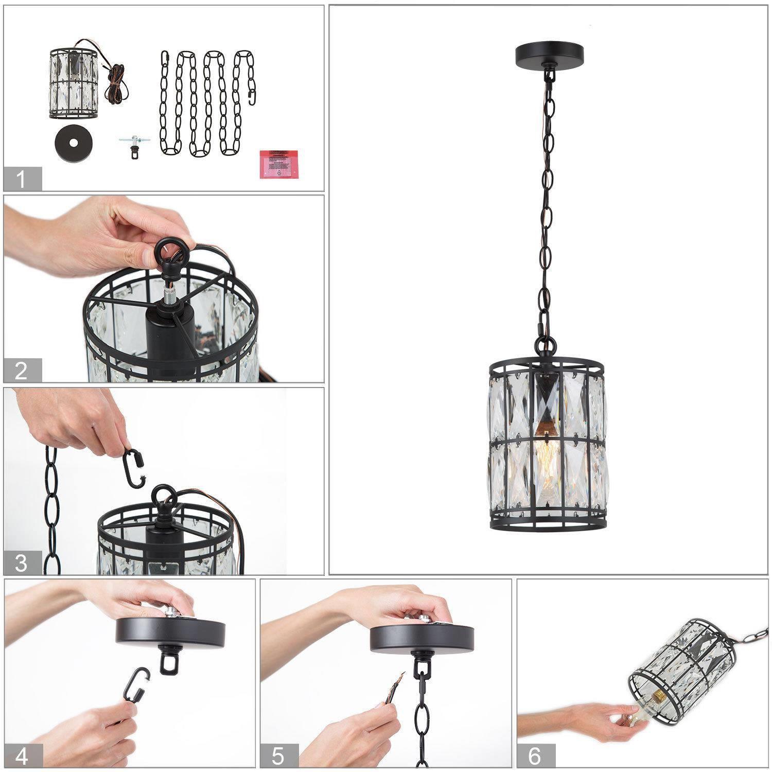 Modern Glam Crystal – Luminaire suspendu cylindrique à 1 ampoule pour îlot de cuisine
