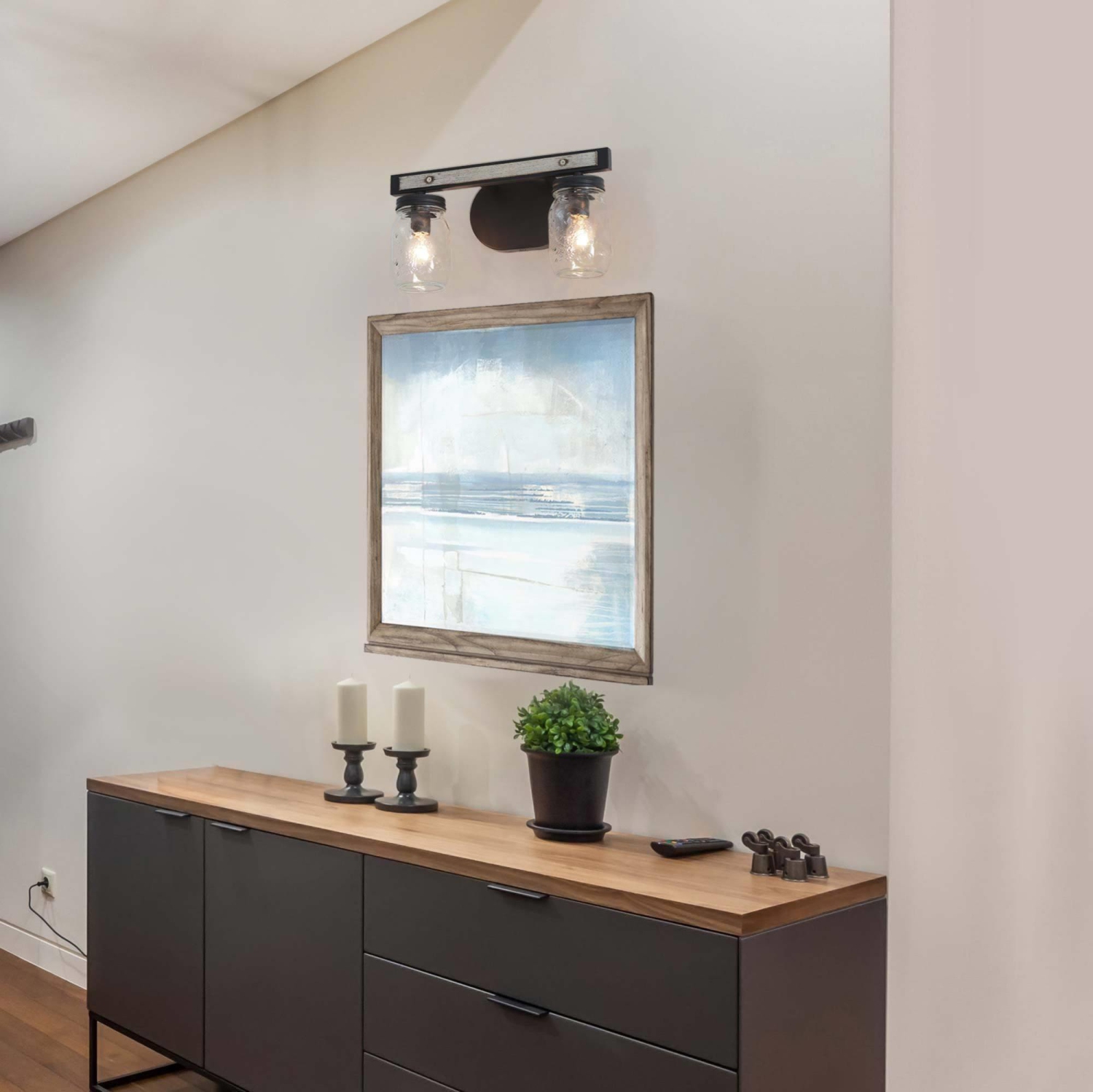 2-Light Farmhouse Bathroom Mason Jar Glass Vanity Lights Wall Sconces