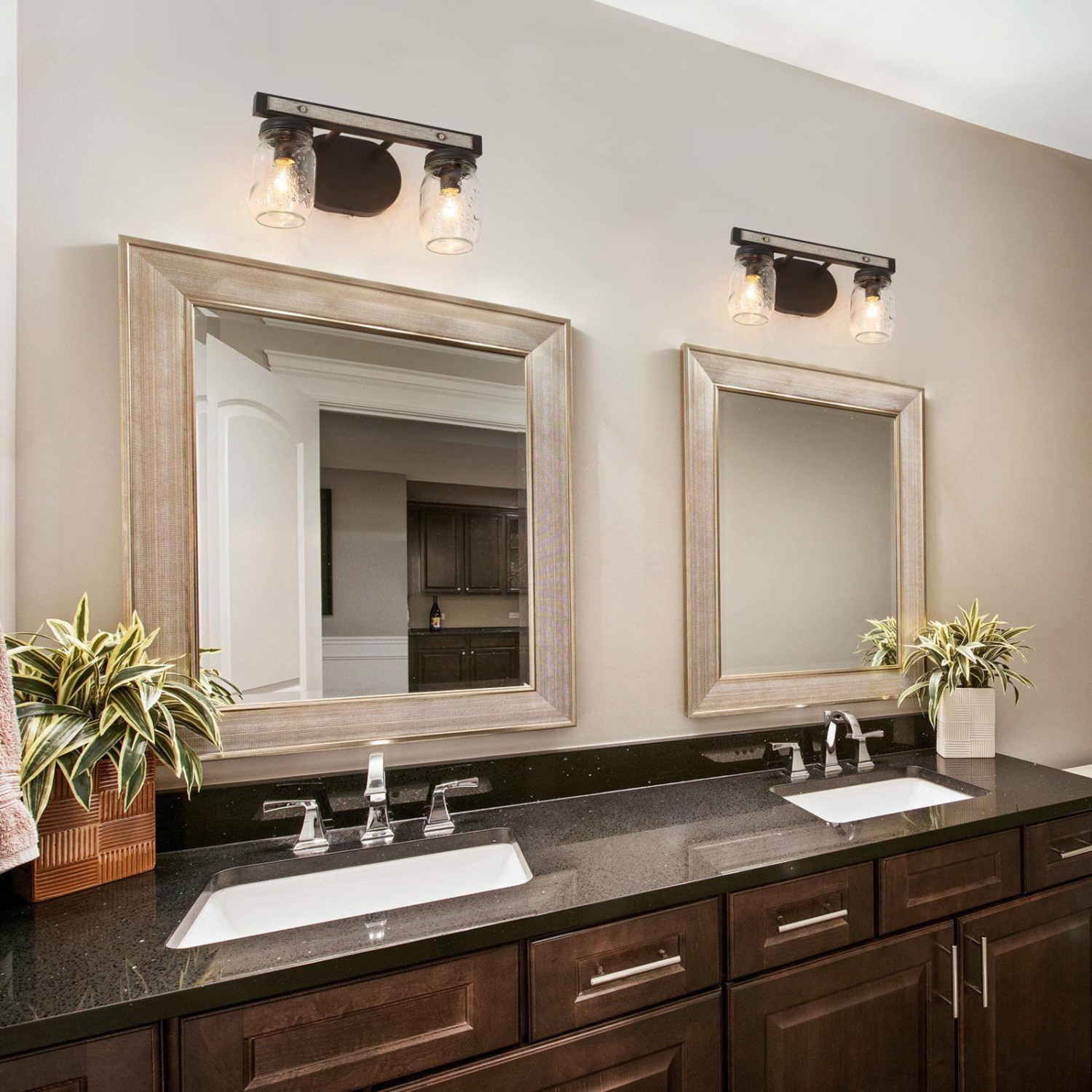 2-Light Farmhouse Bathroom Mason Jar Glass Vanity Lights Wall Sconces