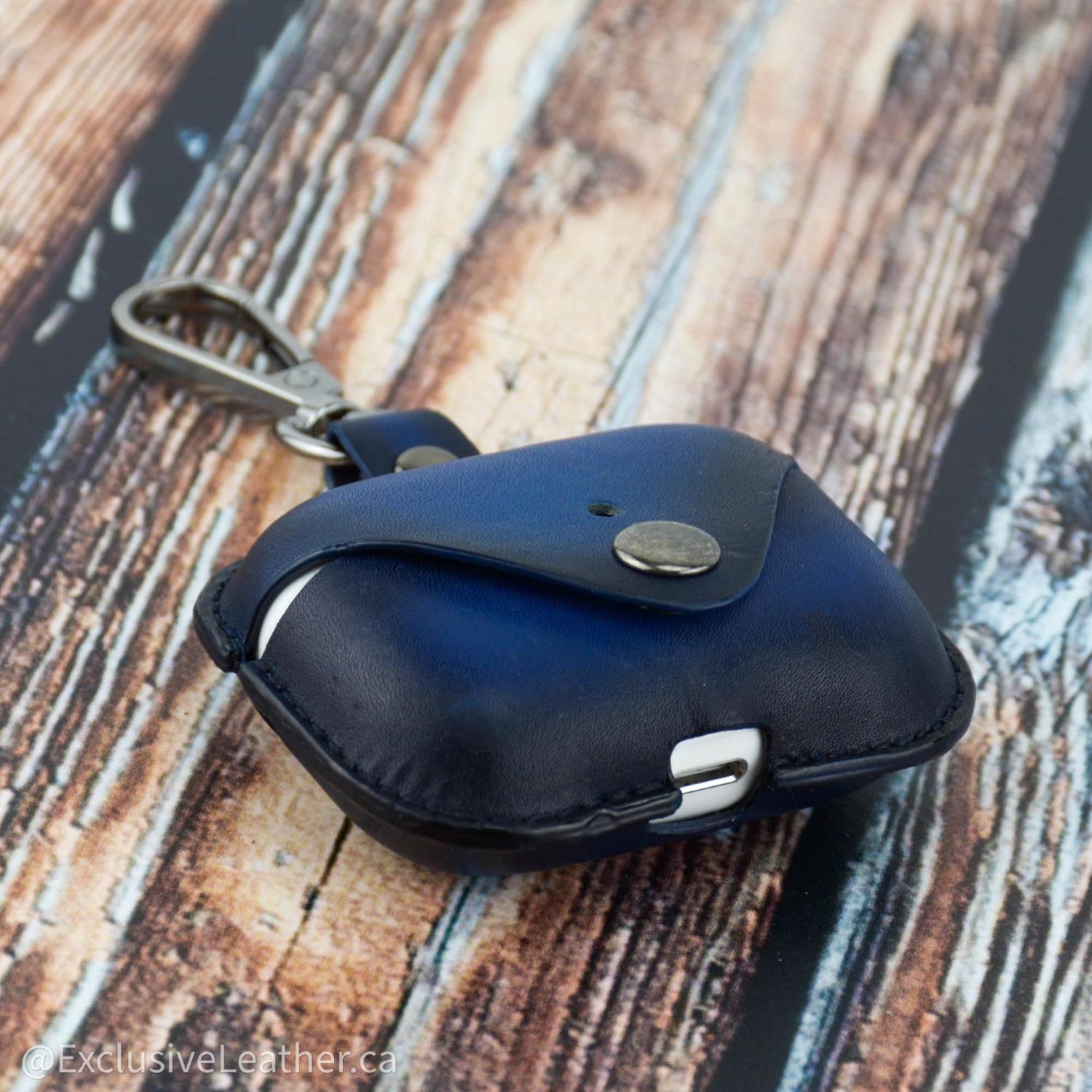 Apple Airpod Pro Case Cover - Cowhide Leather / Blue 2 tone