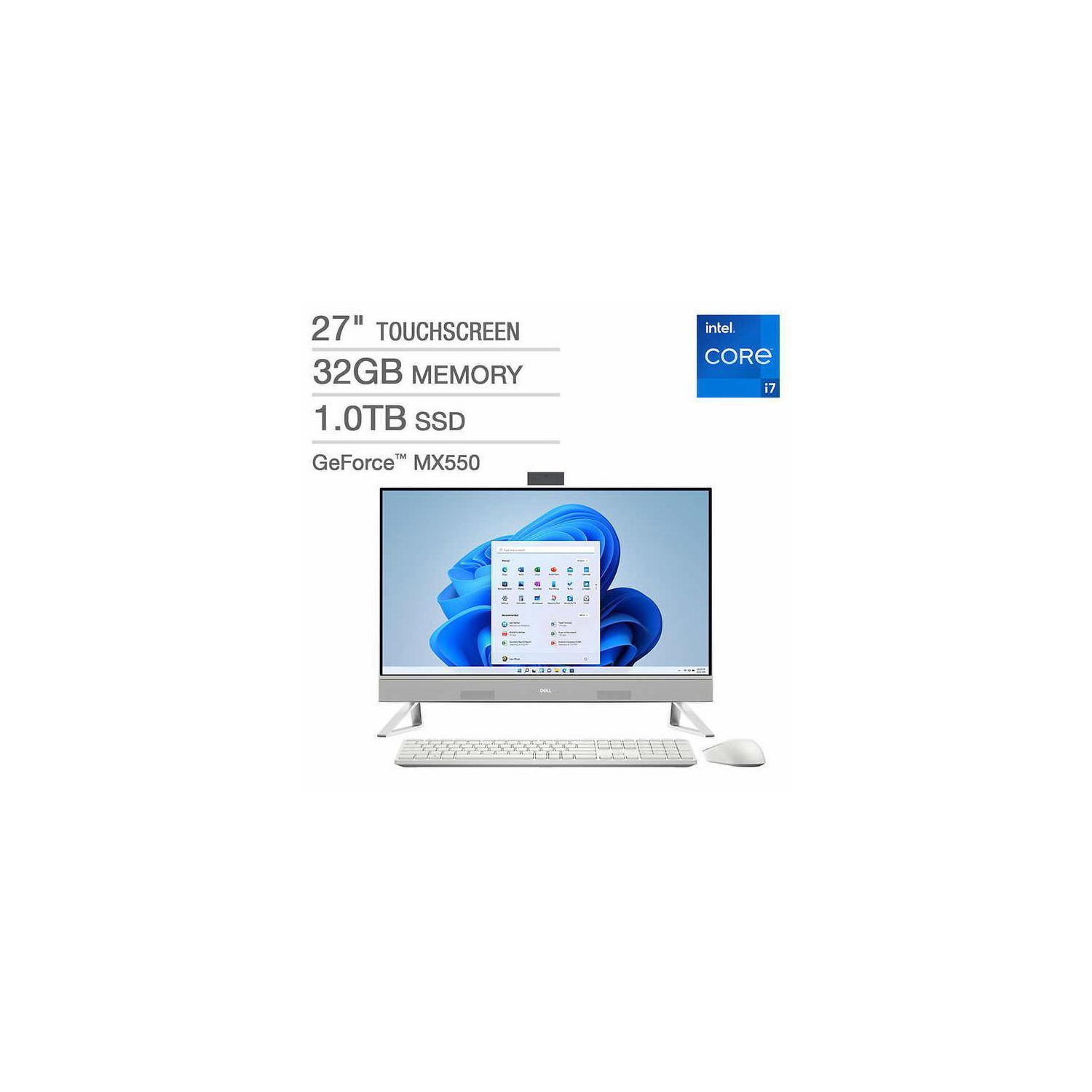 Dell Inspiron 27" 7000 Series All-in-One Touchscreen Desktop - 12th Gen Intel Core i7-1255U - GeForce MX550 - 1080p - Windows 11 - 32GB - 1TB SSD - Open Box