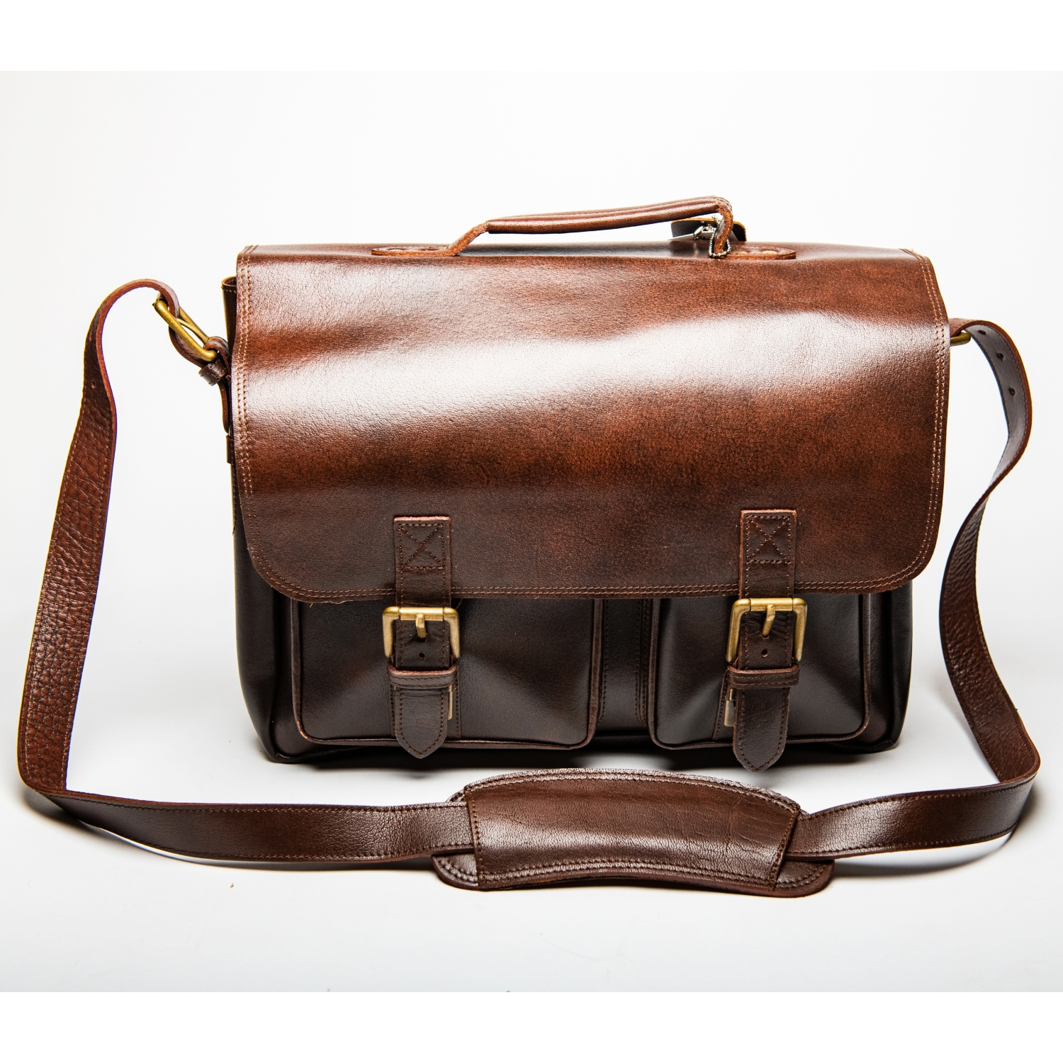 HIDES Front Pocket Leather Laptop Travel Briefcase 15" – ANTIQUE BROWN