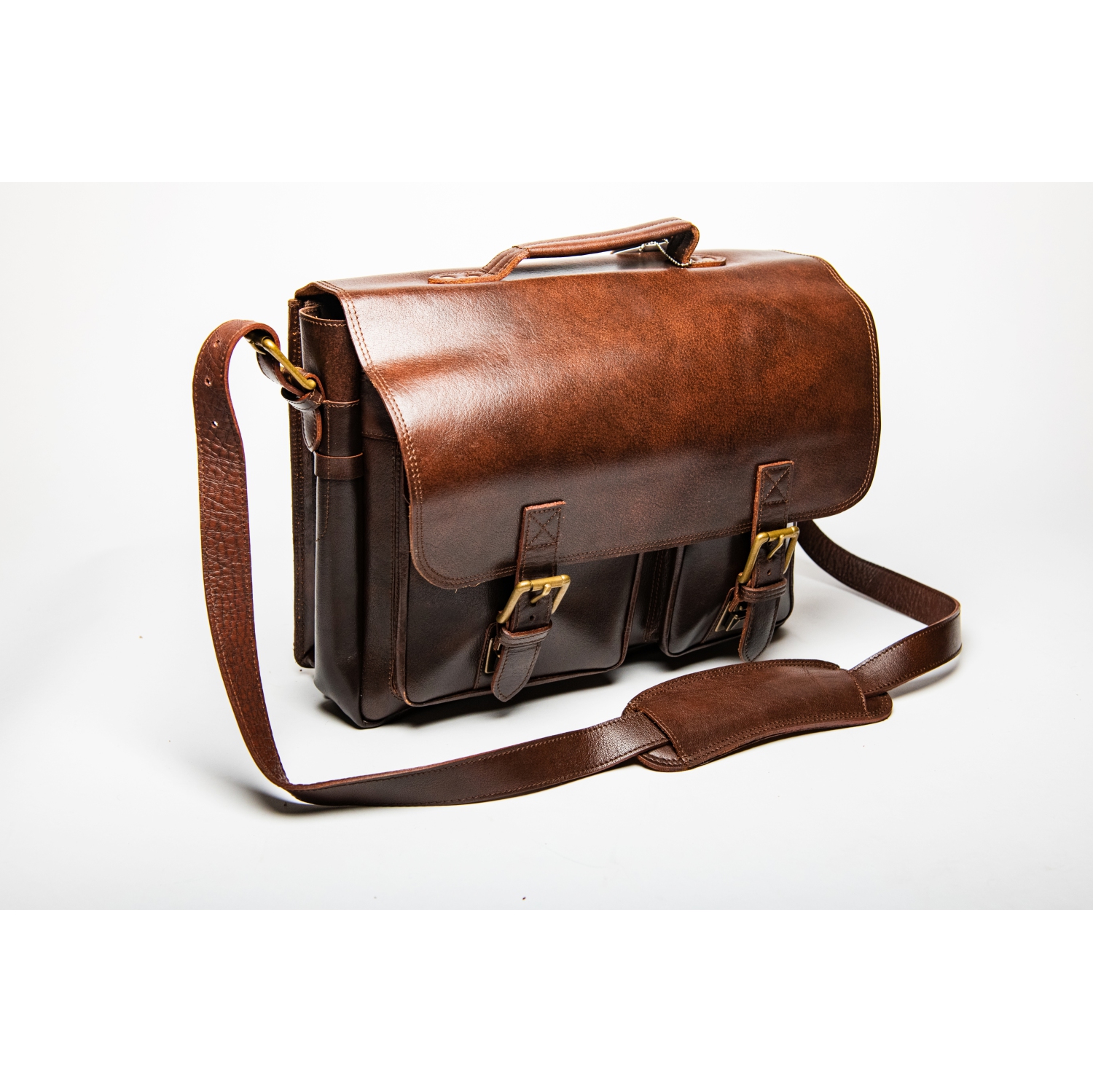 HIDES Front Pocket Leather Laptop Travel Briefcase 15" – ANTIQUE BROWN