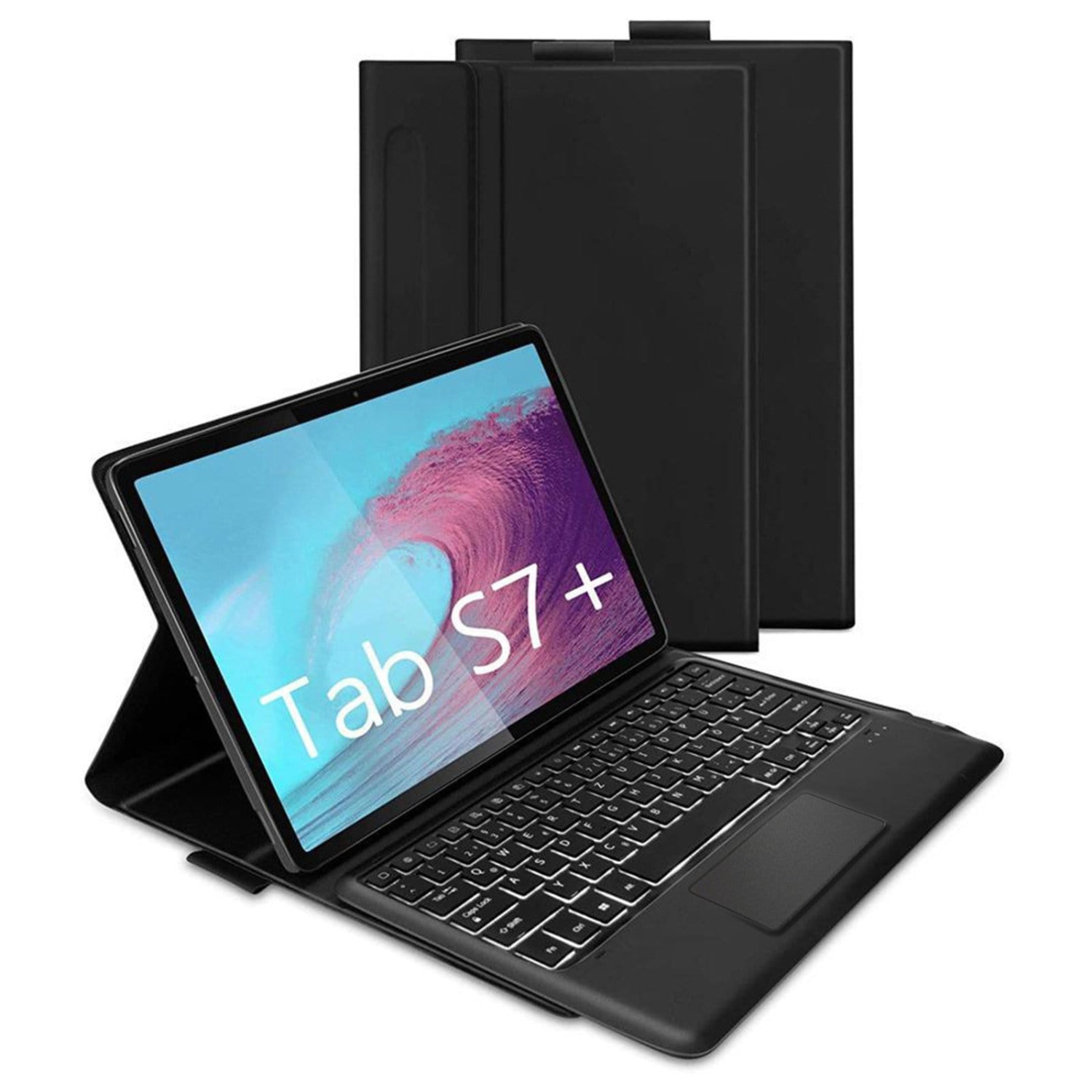 SaharaCase - Keyboard Case with Mouse Pad for Samsung Galaxy Tab S8 Plus and S7 FE - Black