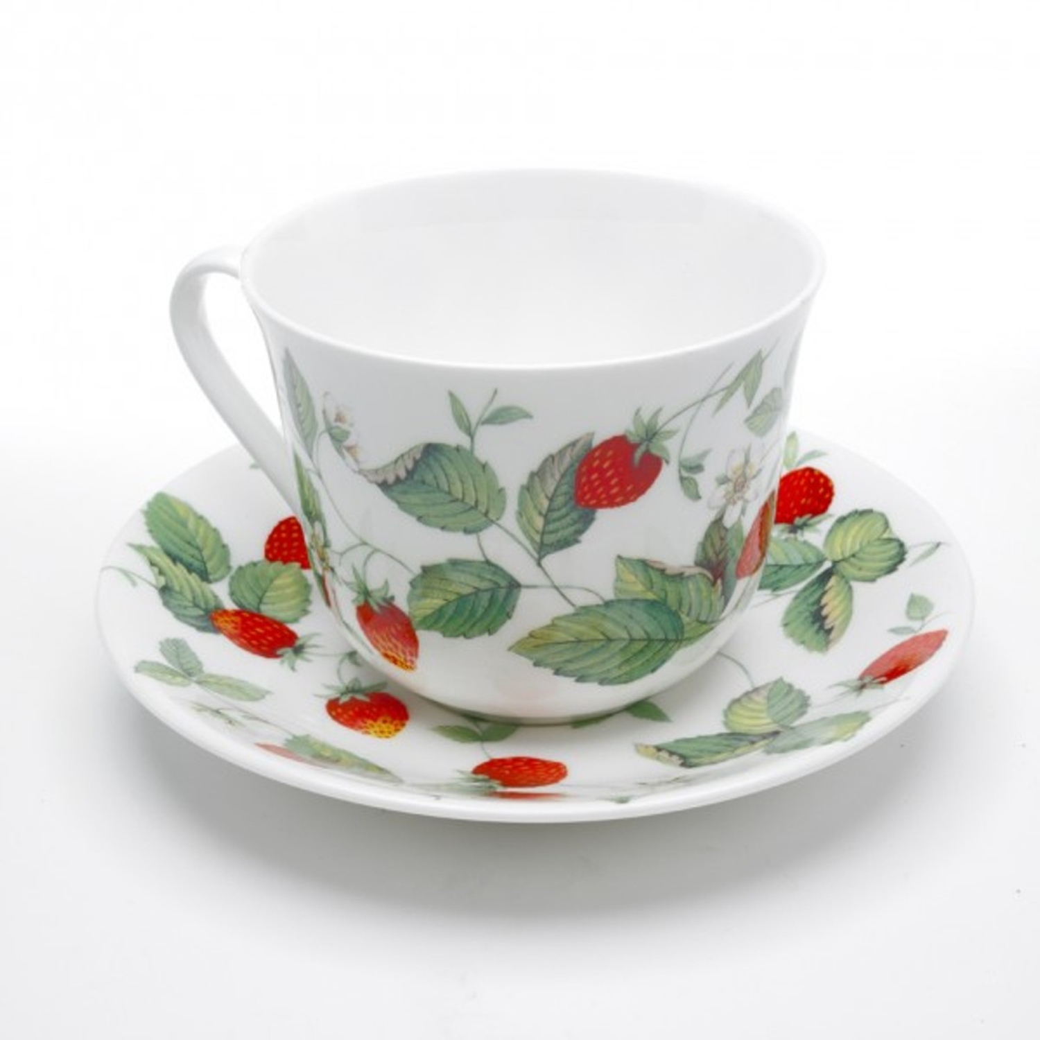 Roy Kirkham Breakfast Cup/Saucer - Alpine Strawberry Set of 2 - Made in England Ceramic