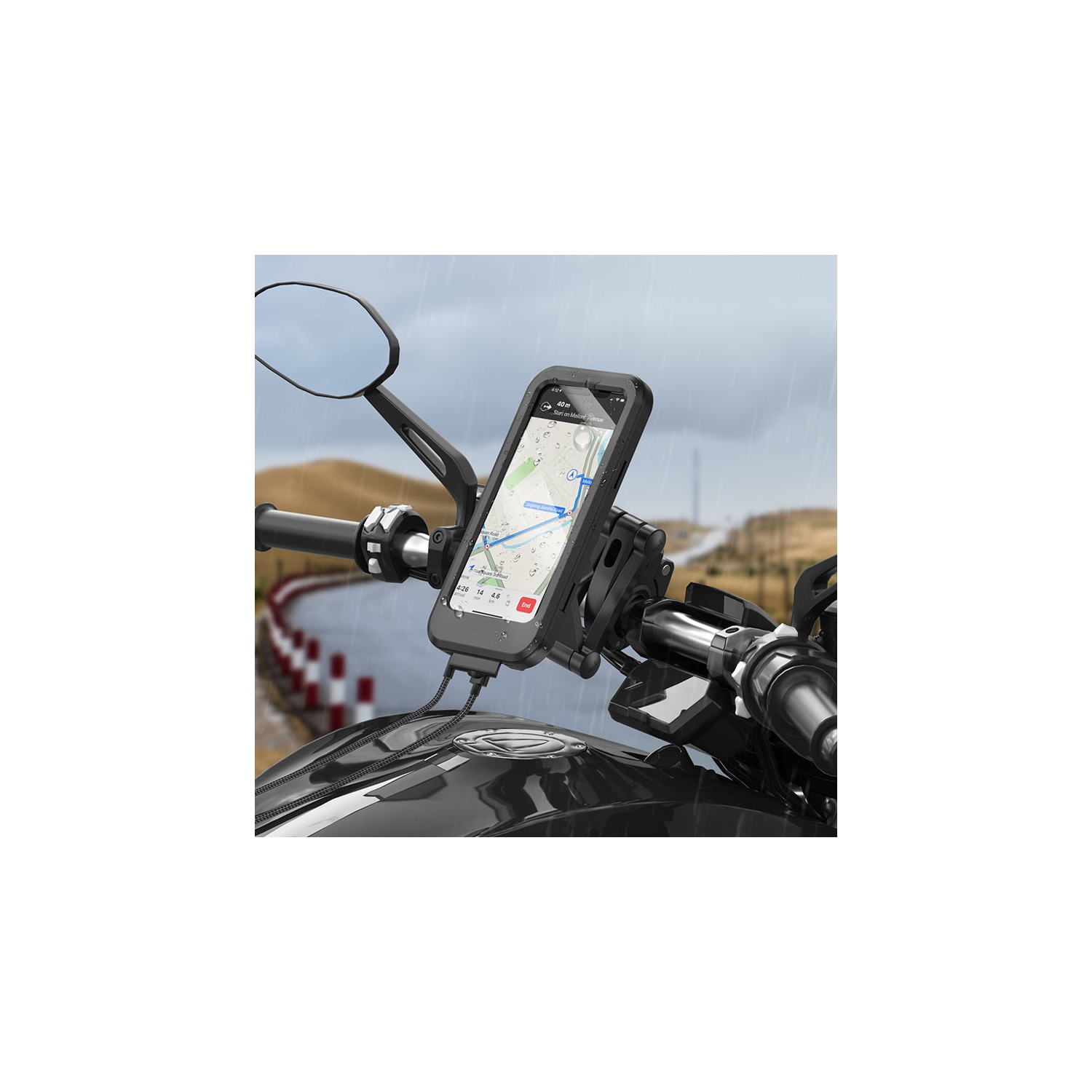 Support de téléphone portable étanche universel pour vélo/moto/poussette, guidon réglable mains libres rotatif à 360°