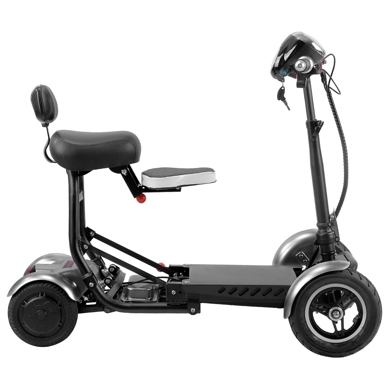 Refurbished - Dragon Mobile 4 Wheels Electric Power Scooter, Multi Terrain Portable Lightweight for Adults with Child Seat, Up to 12 Miles - Silver