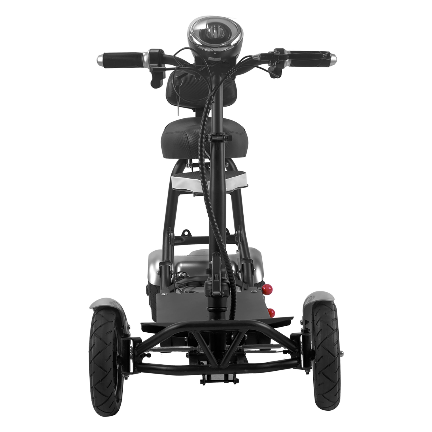 Refurbished - Dragon Mobile 4 Wheels Electric Power Scooter, Multi Terrain Portable Lightweight for Adults with Child Seat, Up to 12 Miles - Silver