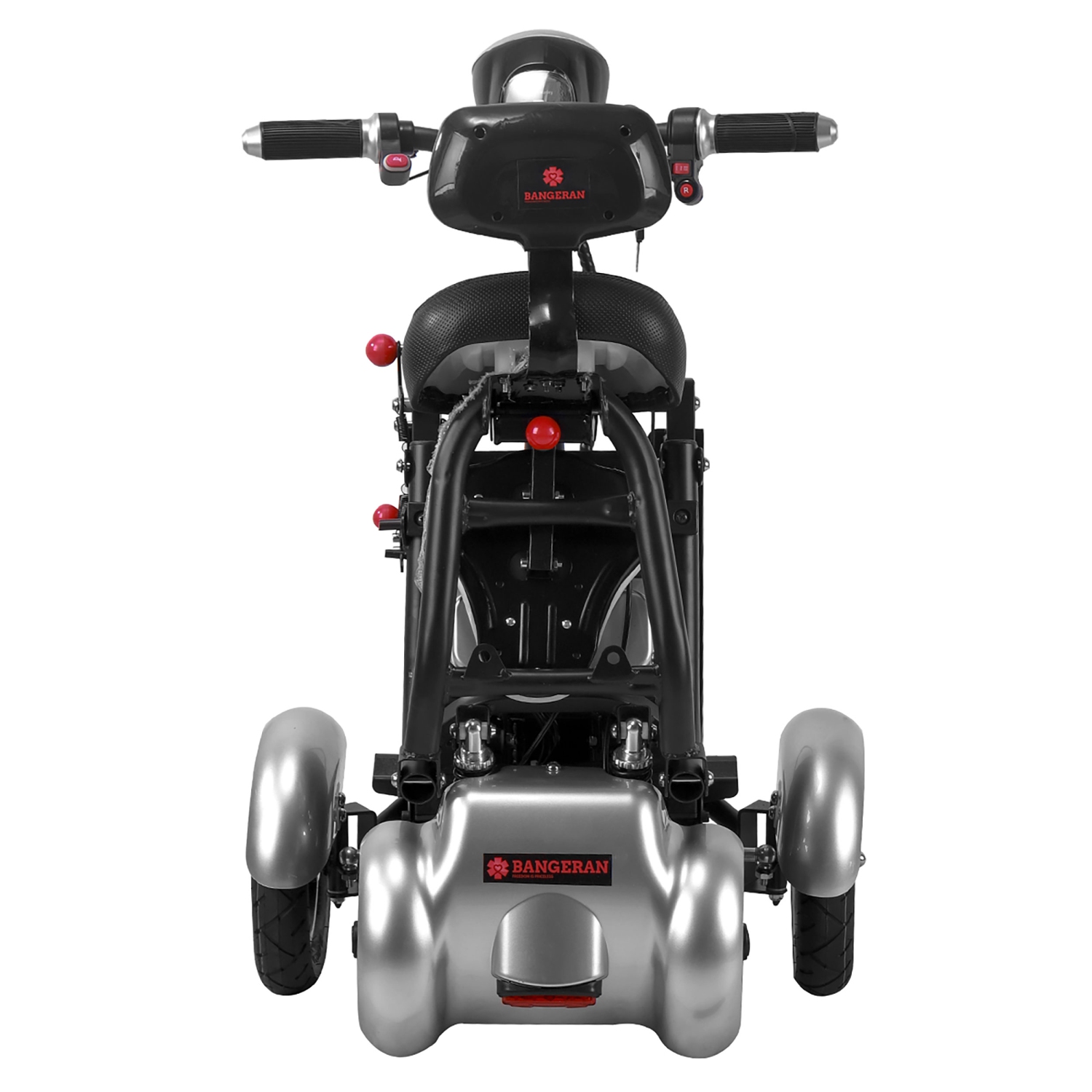Refurbished - Dragon Mobile 4 Wheels Electric Power Scooter, Multi Terrain Portable Lightweight for Adults with Child Seat, Up to 12 Miles - Silver
