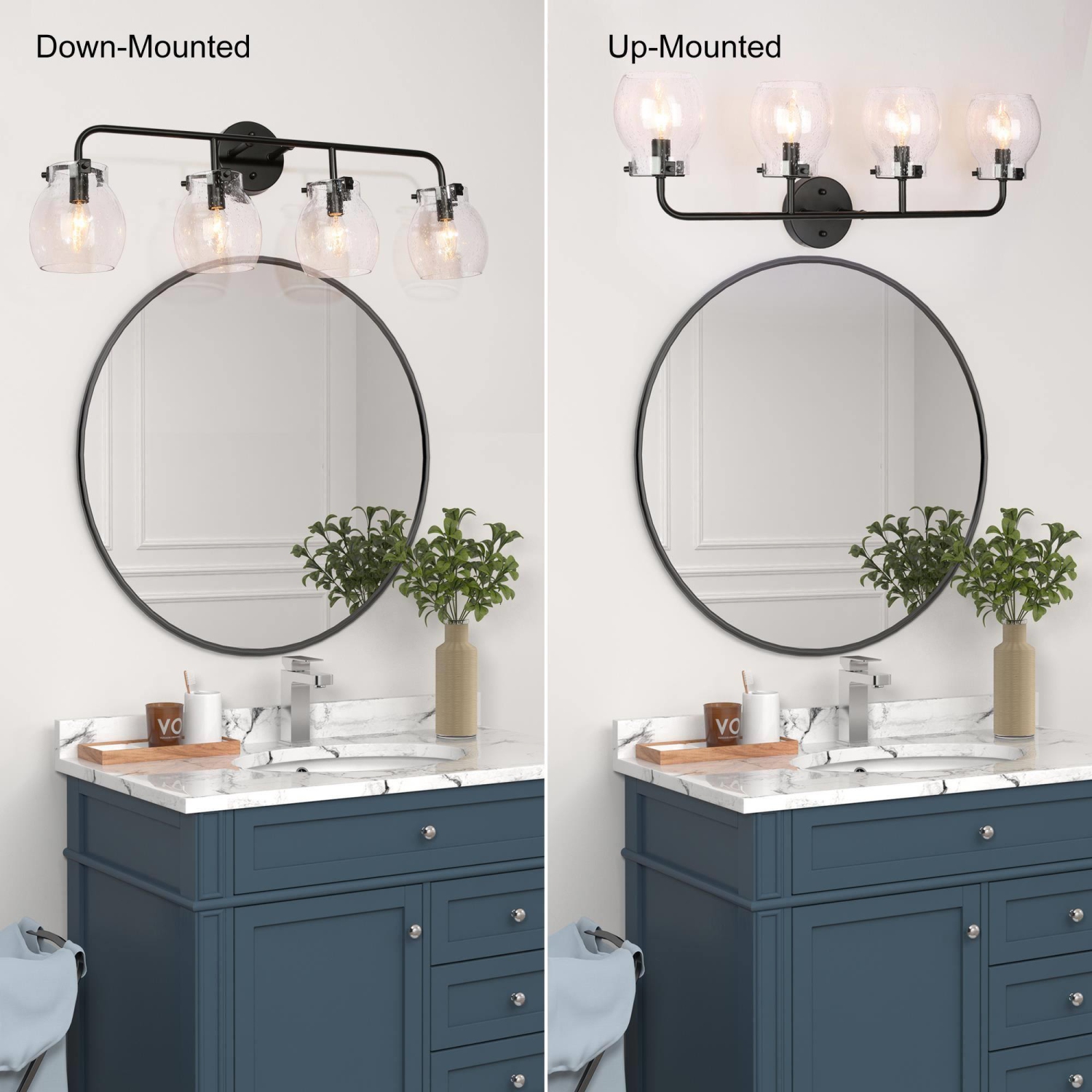 Mid-Century Modern Black Glass Linear Dimmable Vanity Light