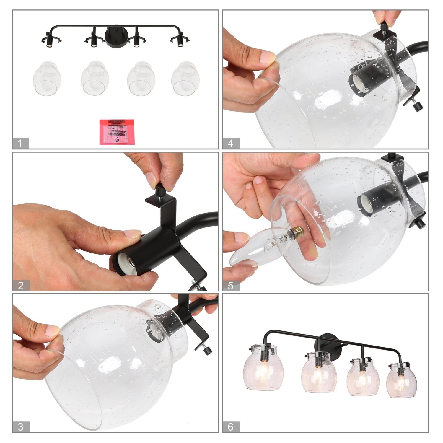 Mid-Century Modern Black Glass Linear Dimmable Vanity Light