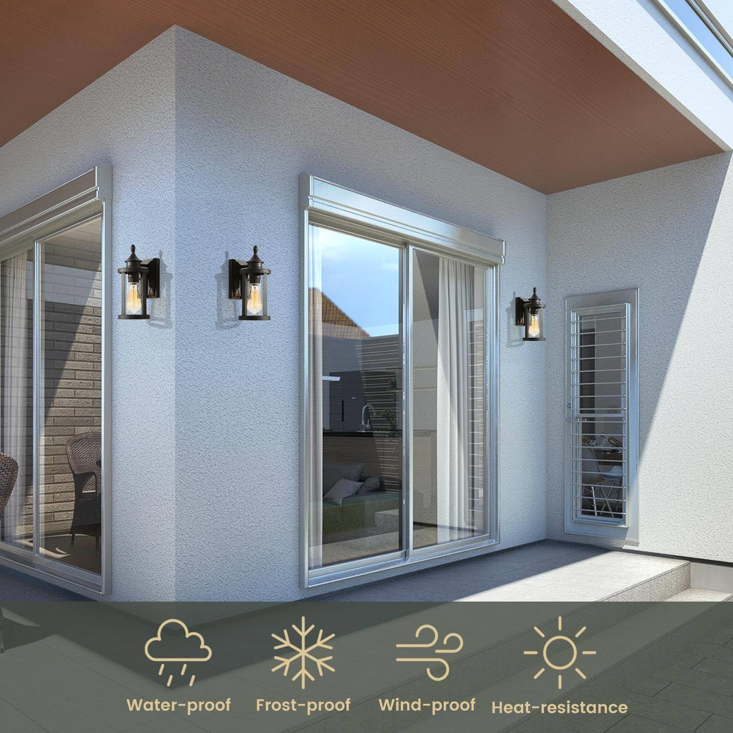 Mid-Century Modern Black 1-Light Clear Glass Outdoor Wall Sconce