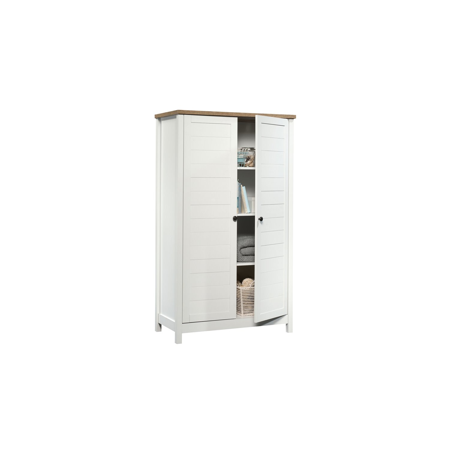 Sauder Cottage Road Tall Wood Storage Cabinet in Soft white