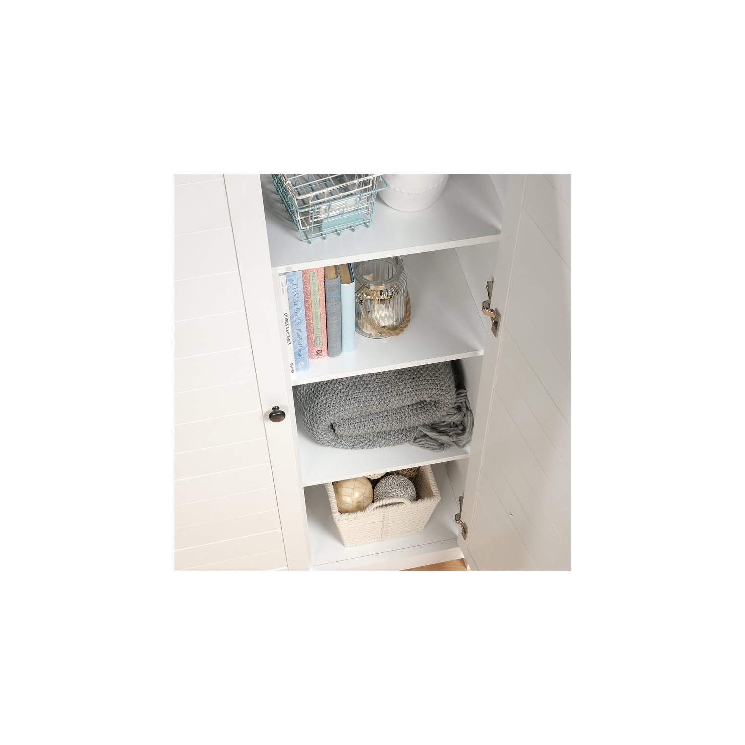 Sauder Cottage Road Tall Wood Storage Cabinet in Soft white