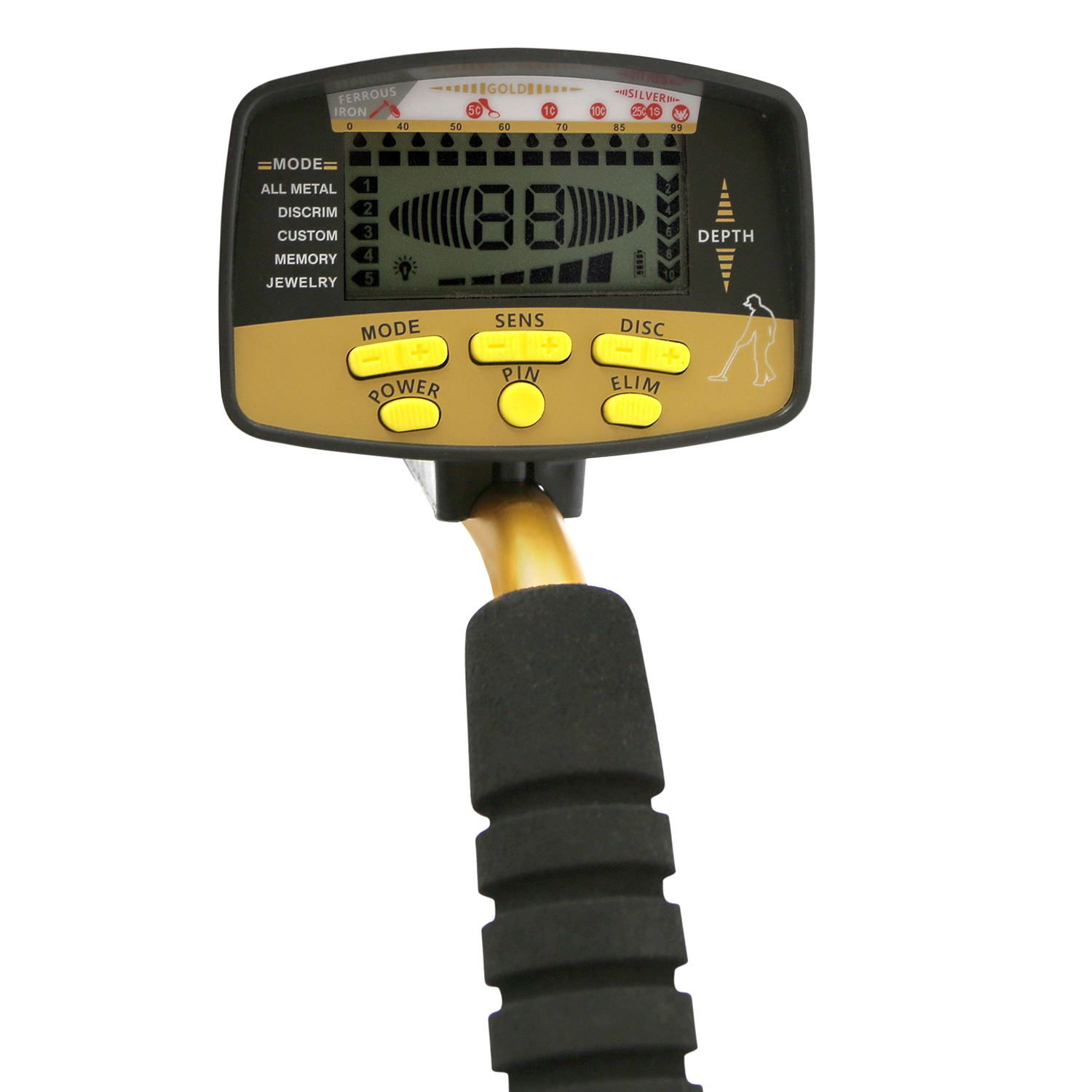 SuperEye S3800 Gold Detector | Enhanced Small Gold Object Detection | Waterproof 8" Coil | LCD Display | Adjustable Stem for Hunting Treasure, Coin &