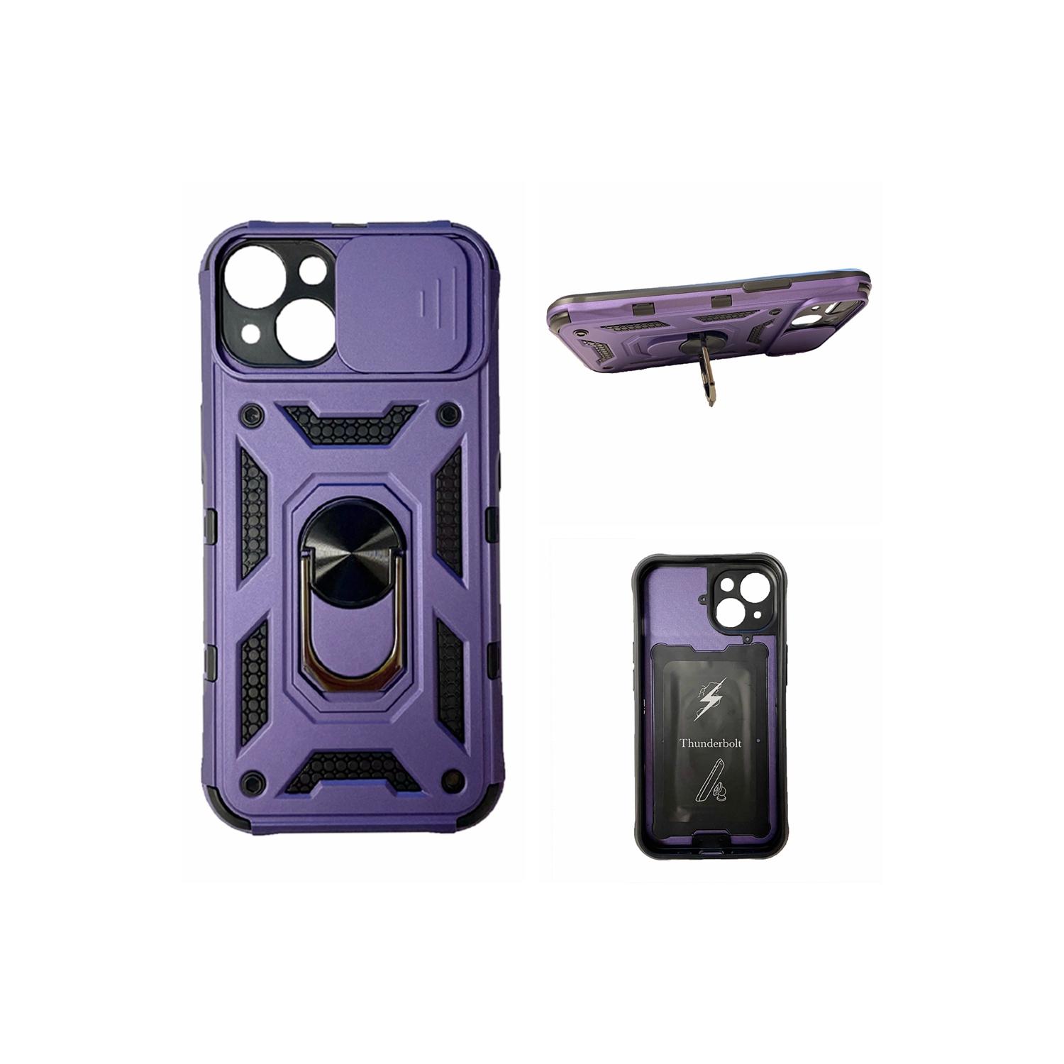 TopSave Camera Cover & Kickstand Heavy Duty Protective with Magnetic Car Mount Holder Case for iPhone 14 Plus, Violet