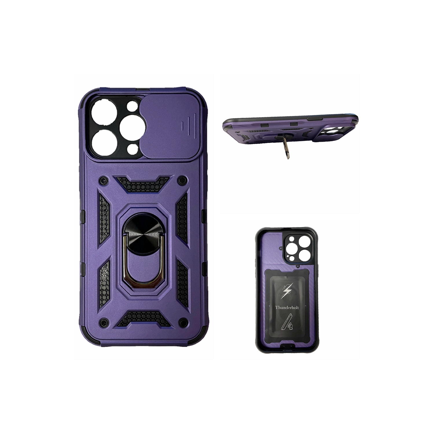 TopSave Camera Cover & Kickstand Heavy Duty Protective with Magnetic Car Mount Holder Case for iPhone 14 Plus, Violet
