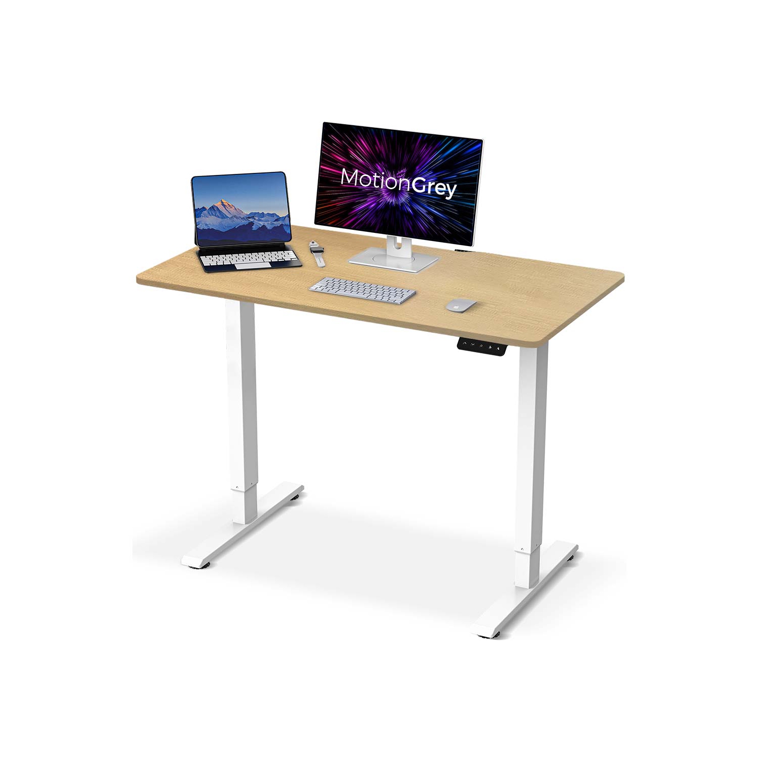 MotionGrey Standing Desk Height Adjustable Electric Motor Sit-to-Stand Desk Computer for Home and Office - White Frame (43x24 Light Brown Tabletop) at Best Buy