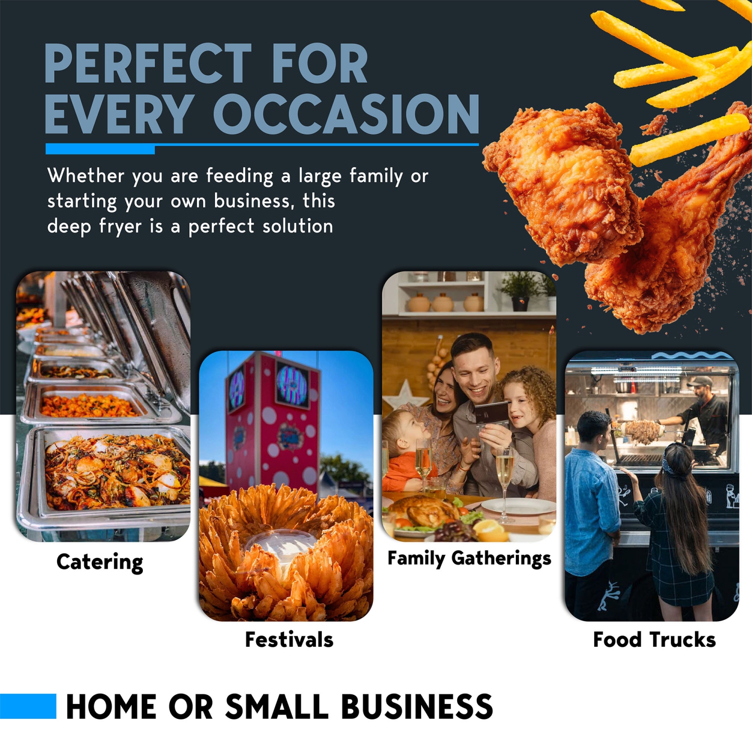 Biltek – friteuse double avec paniers pour la maison et les petites entreprises, friteuse électrique commerciale, 2 grands paniers amovibles,