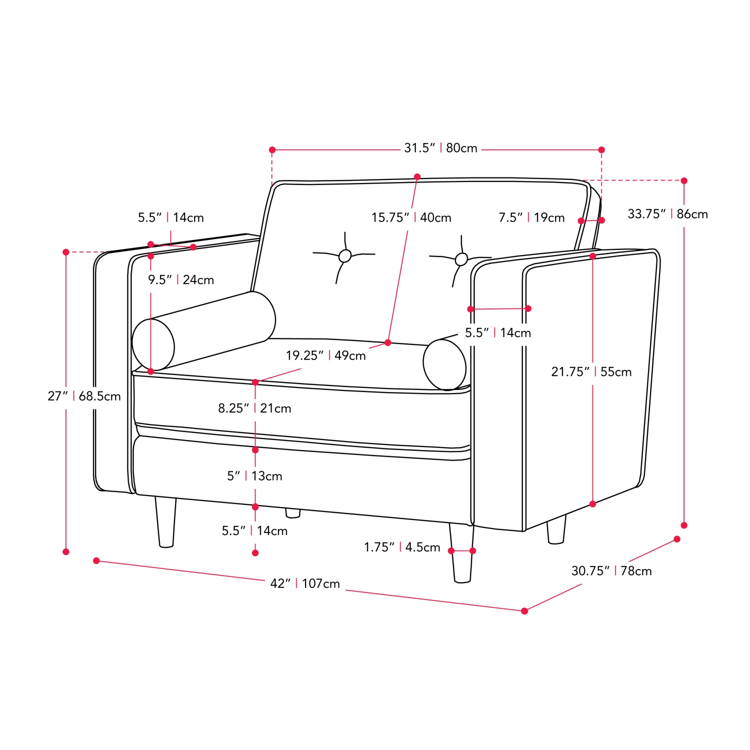 CorLiving LGA-401-C Mulberry Fabric Upholstered Modern Accent Chair, Grey