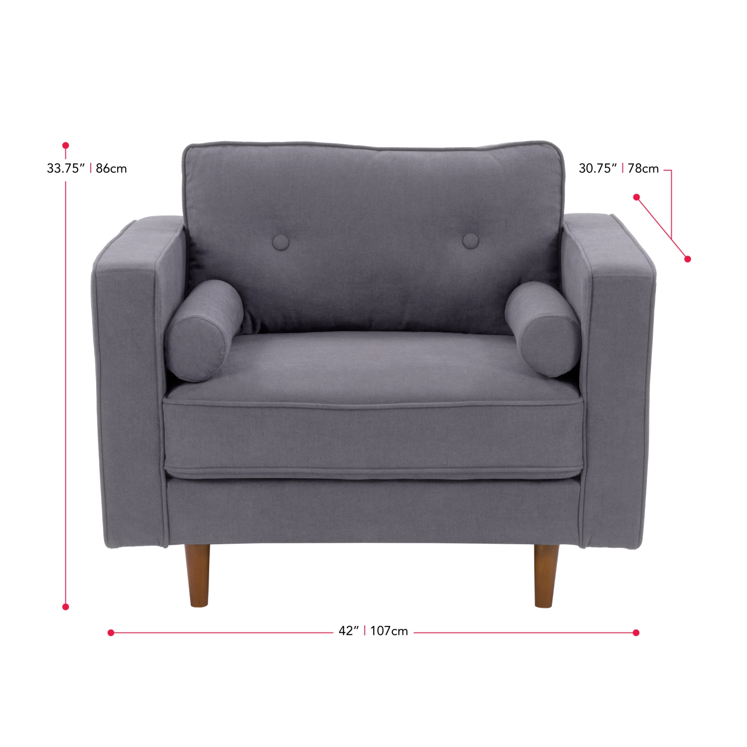 CorLiving LGA-401-C Mulberry Fabric Upholstered Modern Accent Chair, Grey