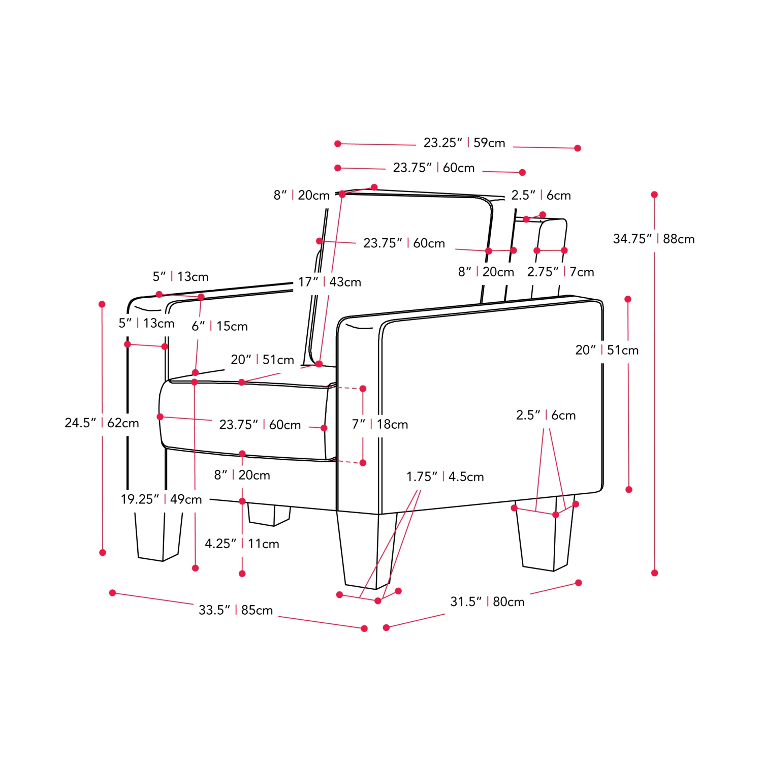 CorLiving Georgia Light Grey Fabric Accent Chair