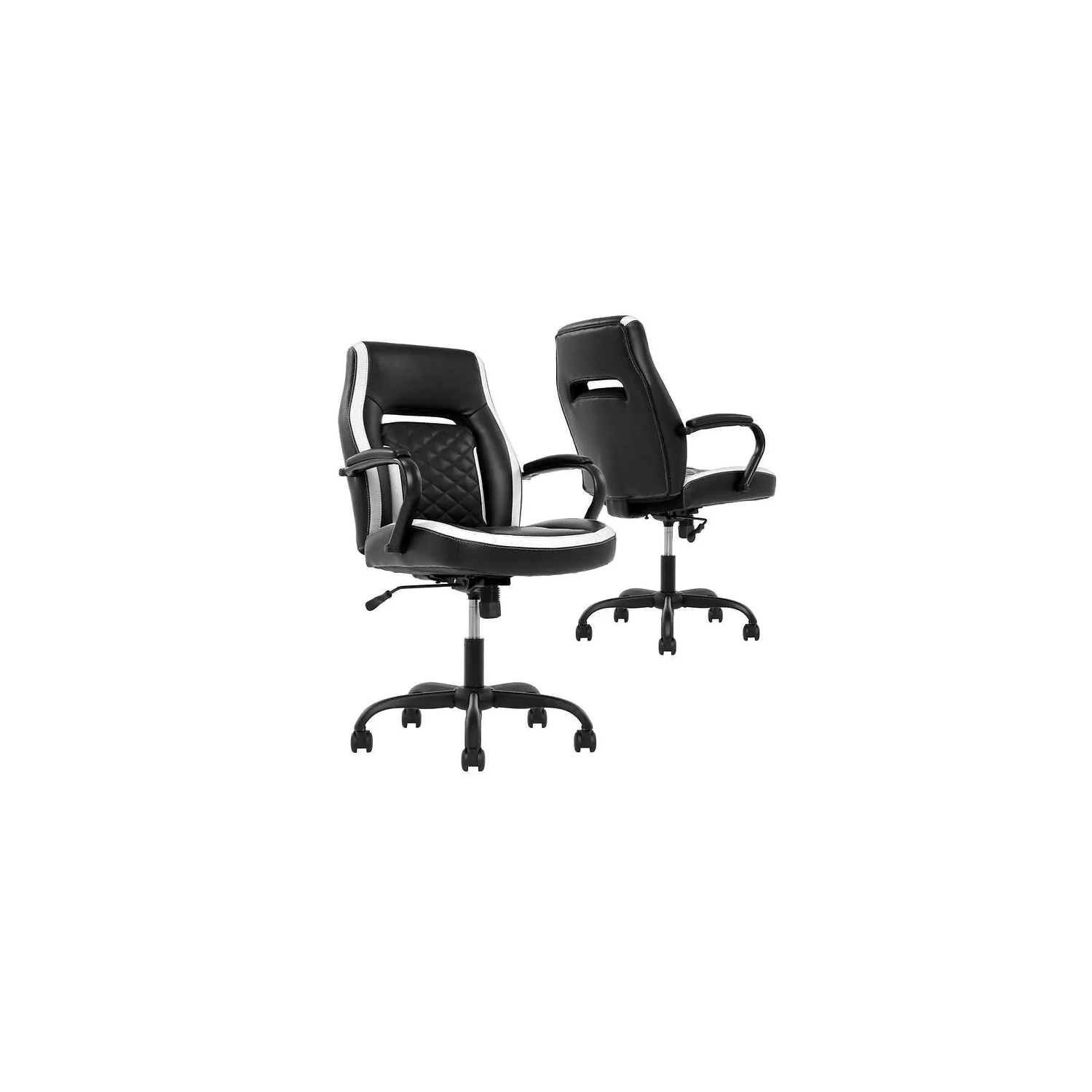 Quilted Task Chair, Black with White Trim