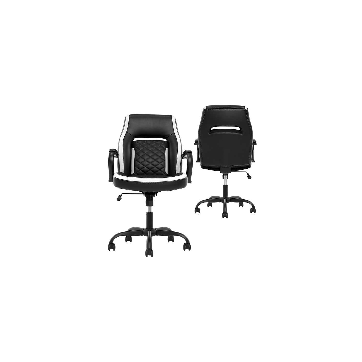 Quilted Task Chair, Black with White Trim