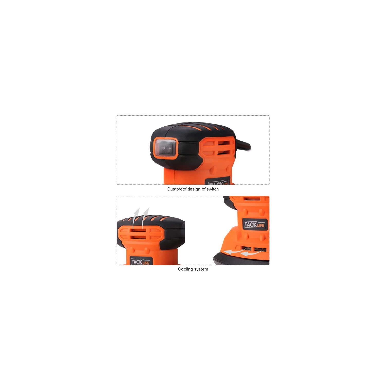 TACKLIFE Classic Mouse Detail Sander with 12Pcs Sandpapers, 12,000 OPM Sander, Efficient Dust Collection System For Tight Spaces Sanding in Home