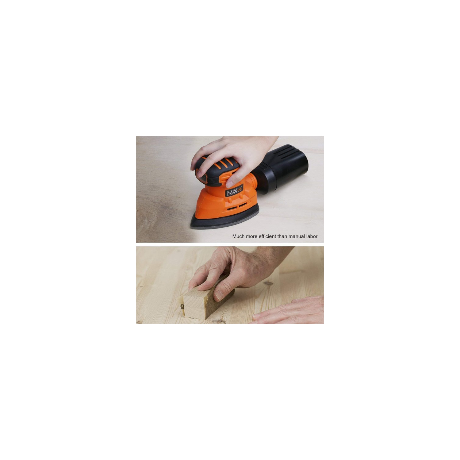 TACKLIFE Classic Mouse Detail Sander with 12Pcs Sandpapers, 12,000 OPM Sander, Efficient Dust Collection System For Tight Spaces Sanding in Home