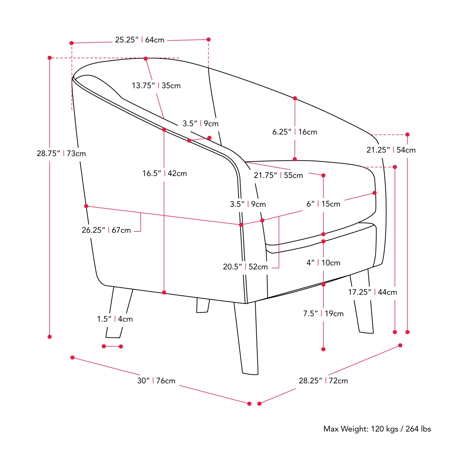 CorLiving LSS-151-C Elwood Modern Tub Chair in Blue
