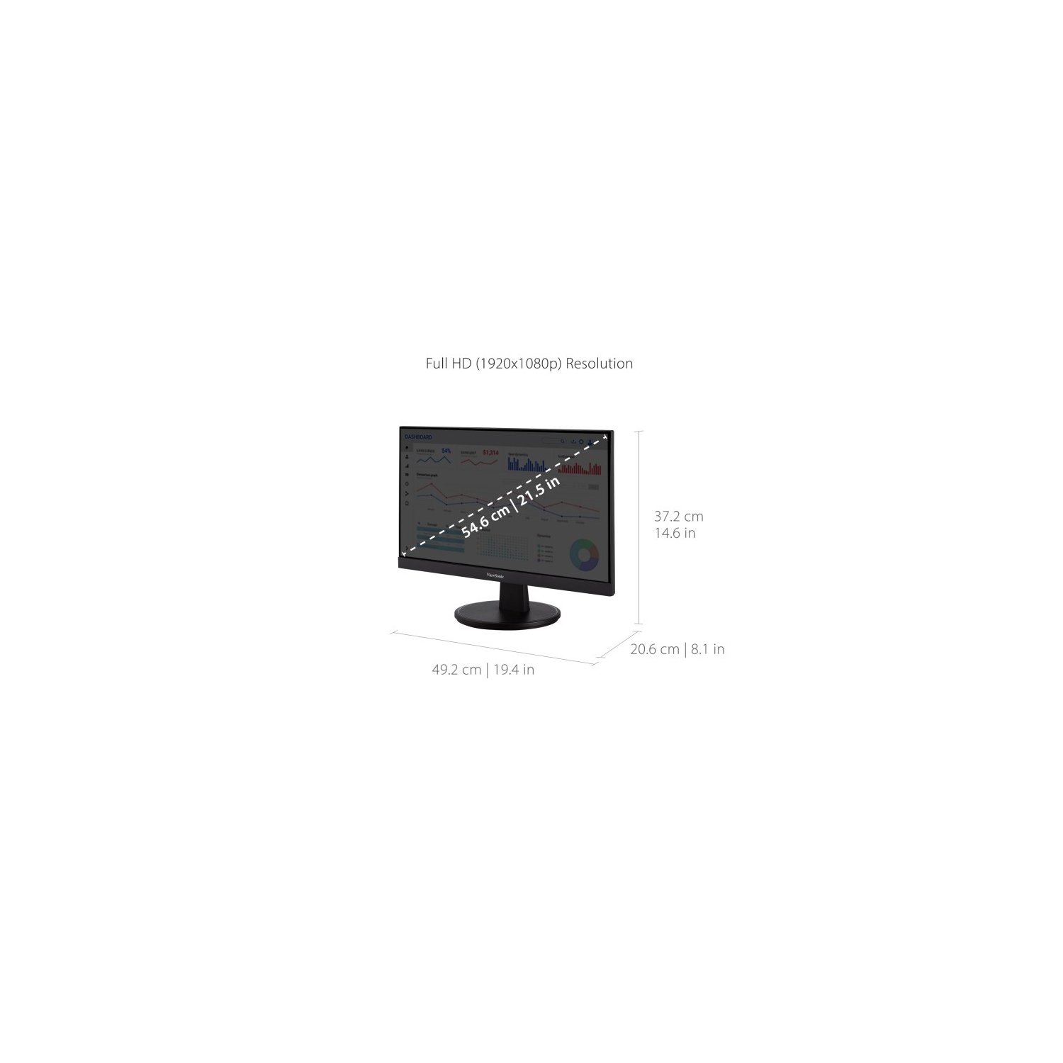 Moniteur jeu FreeSync ACL MVA FHD 75 Hz 22 po DE VIEWSONIC/temps réponse 5 ms gris à gris - Noir