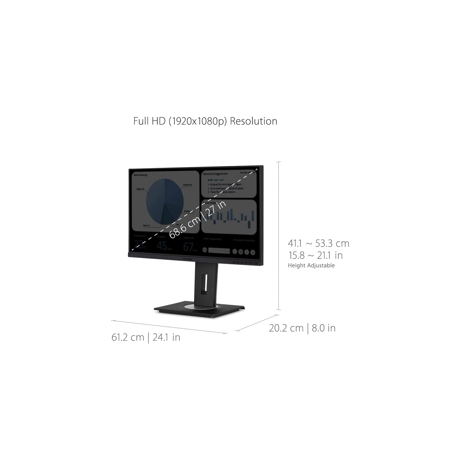 VIEWSONIC 27" Ultrawide FHD 75Hz 5ms GTG IPS LCD Monitor