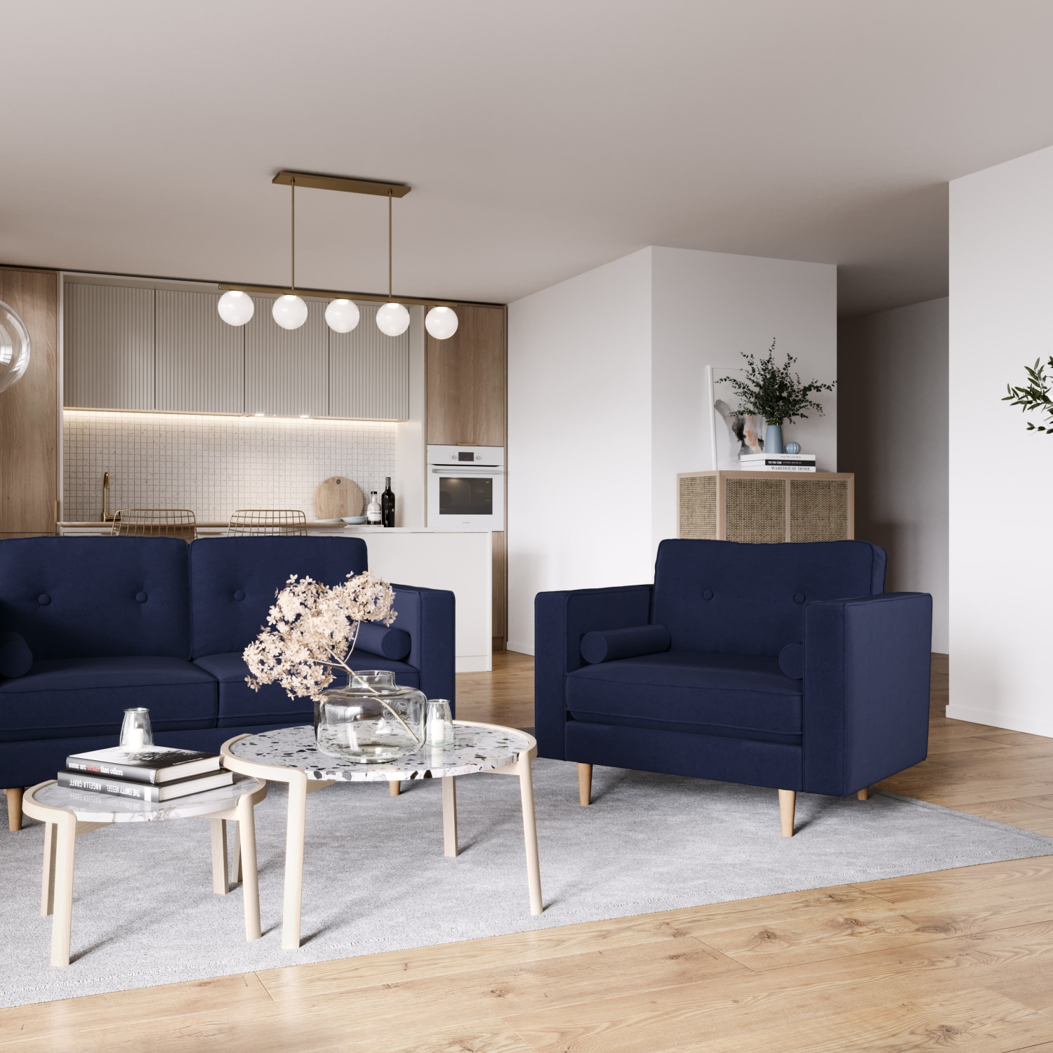 CorLiving LGA-402-C Mulberry Fabric Upholstered Modern Accent Chair, Navy Blue