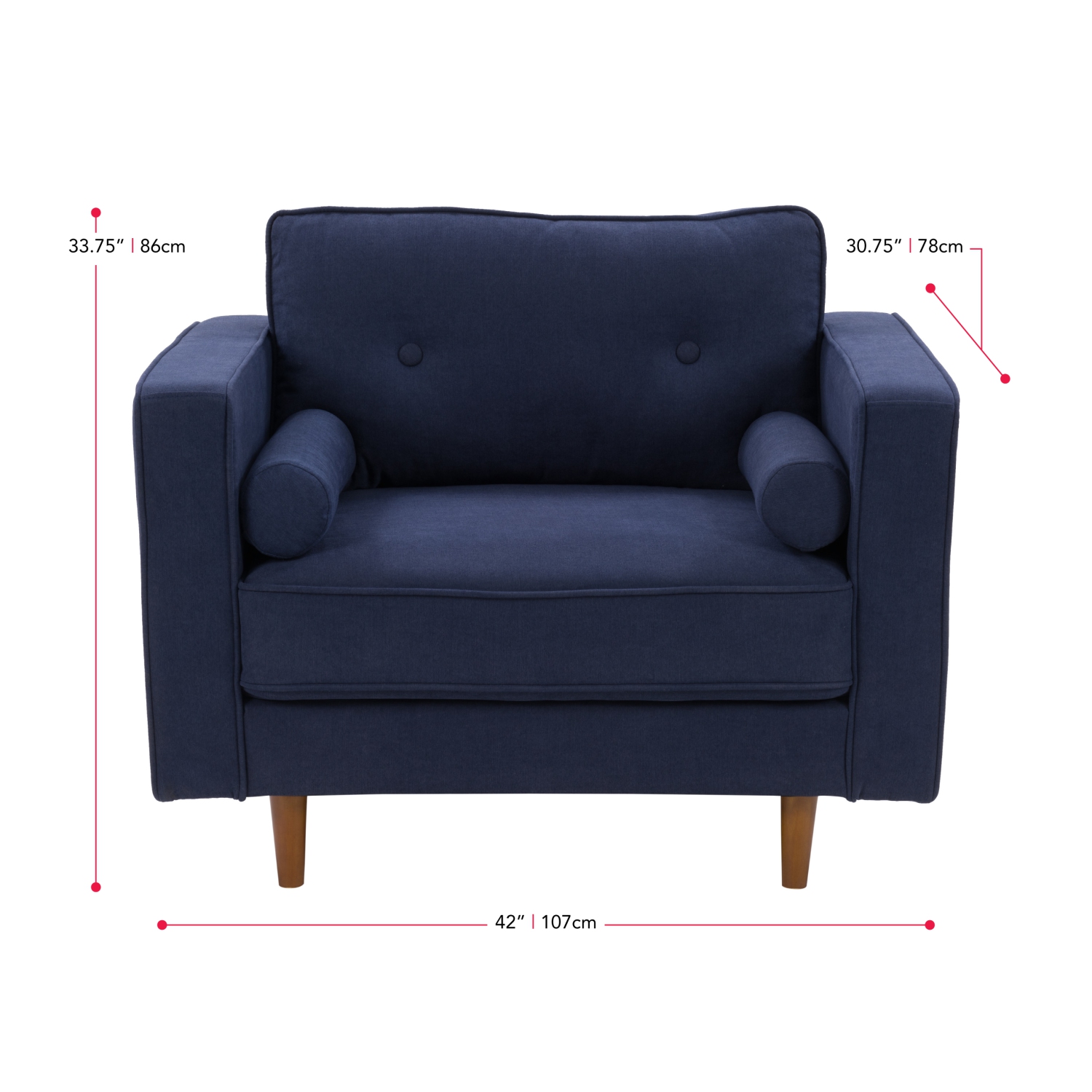 CorLiving LGA-402-C Mulberry Fabric Upholstered Modern Accent Chair, Navy Blue