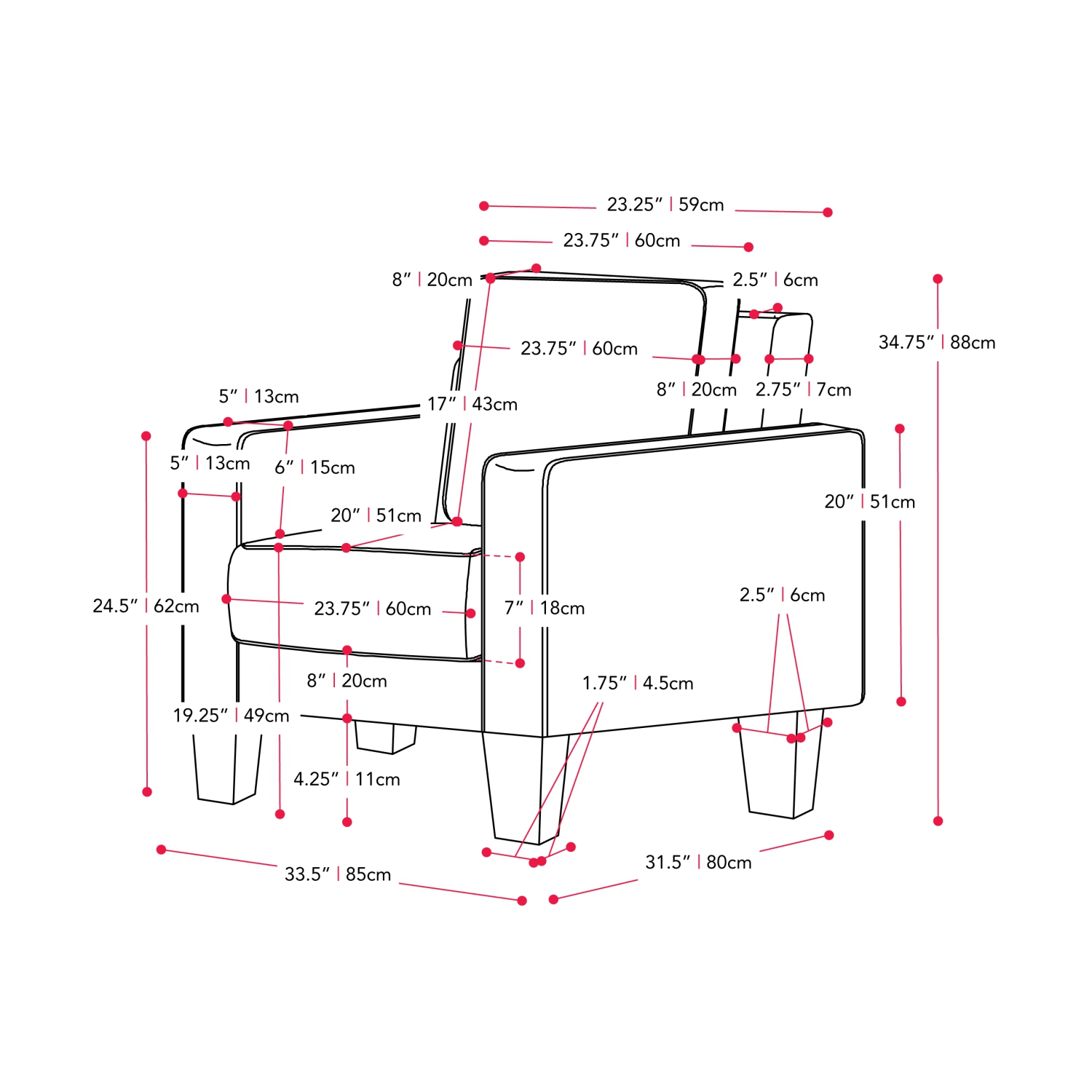 CorLiving Georgia Grey Fabric Accent Chair