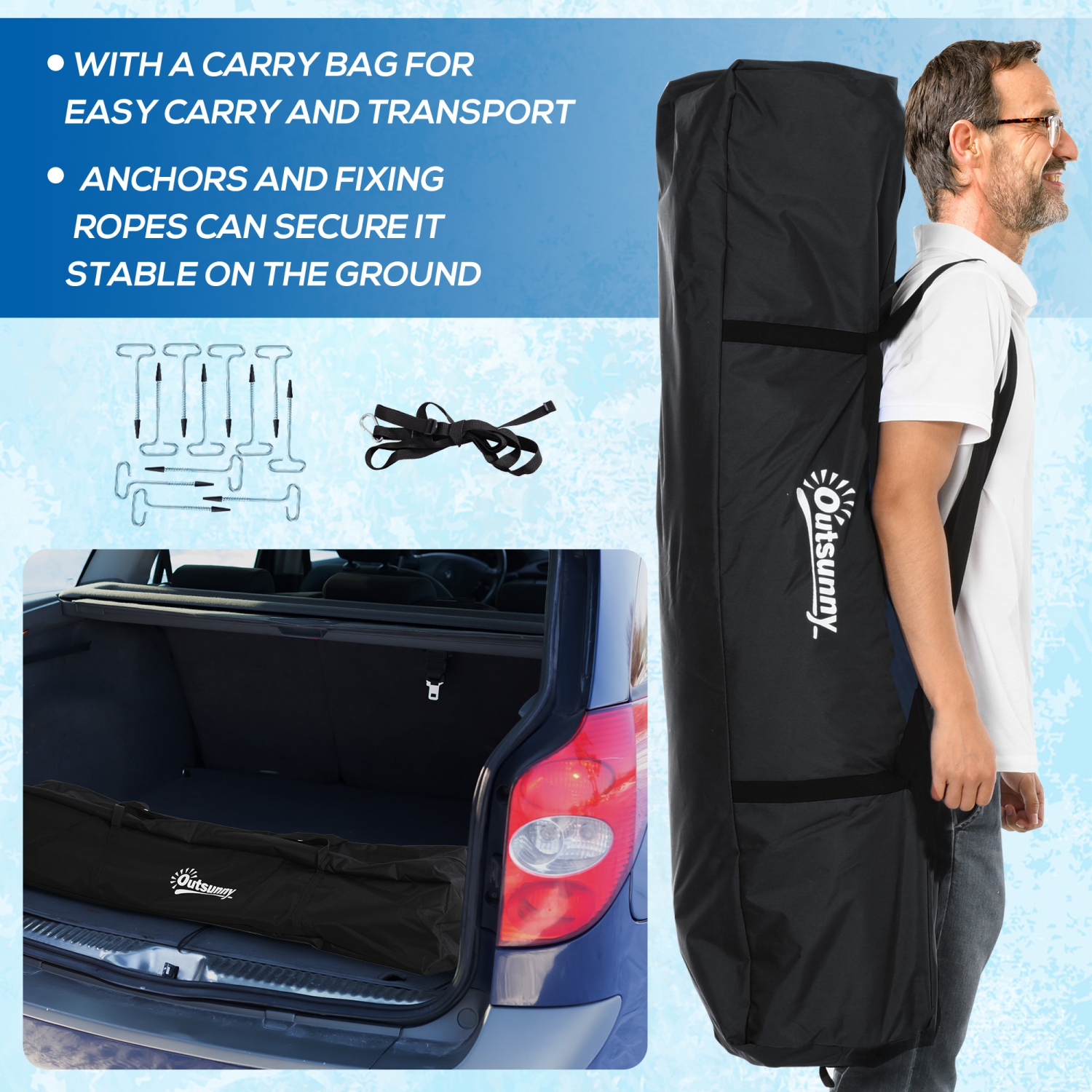 Outsunny 4 Person Insulated Ice Fishing Tent, Pop-Up Portable Ice Fishing Shelter with Carry Bag, Two Doors and Anchors for -22℉, Black