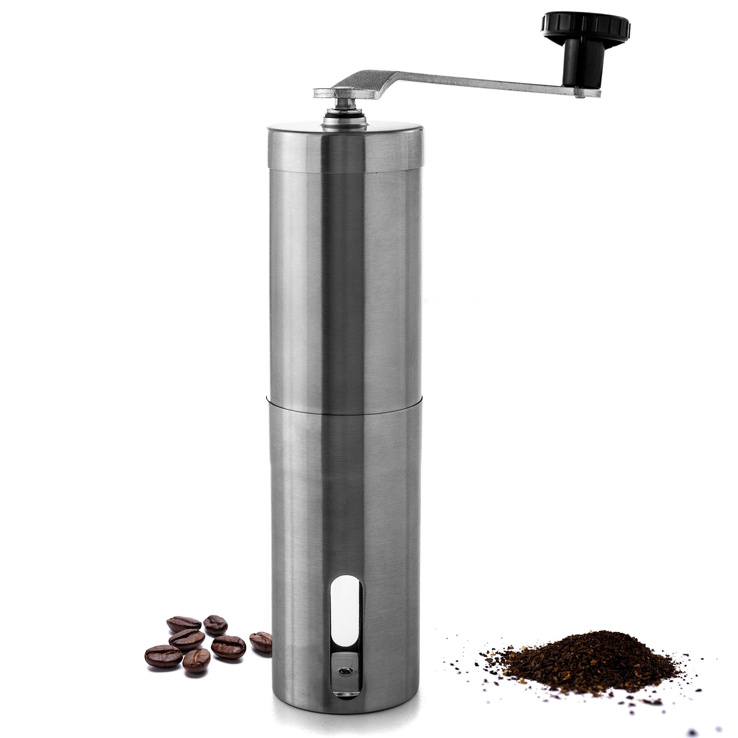 Biltek Stainless Steel Manual Coffee Grinder, Adjustable Conical Ceramic Burr Grinder for Precision Brewing