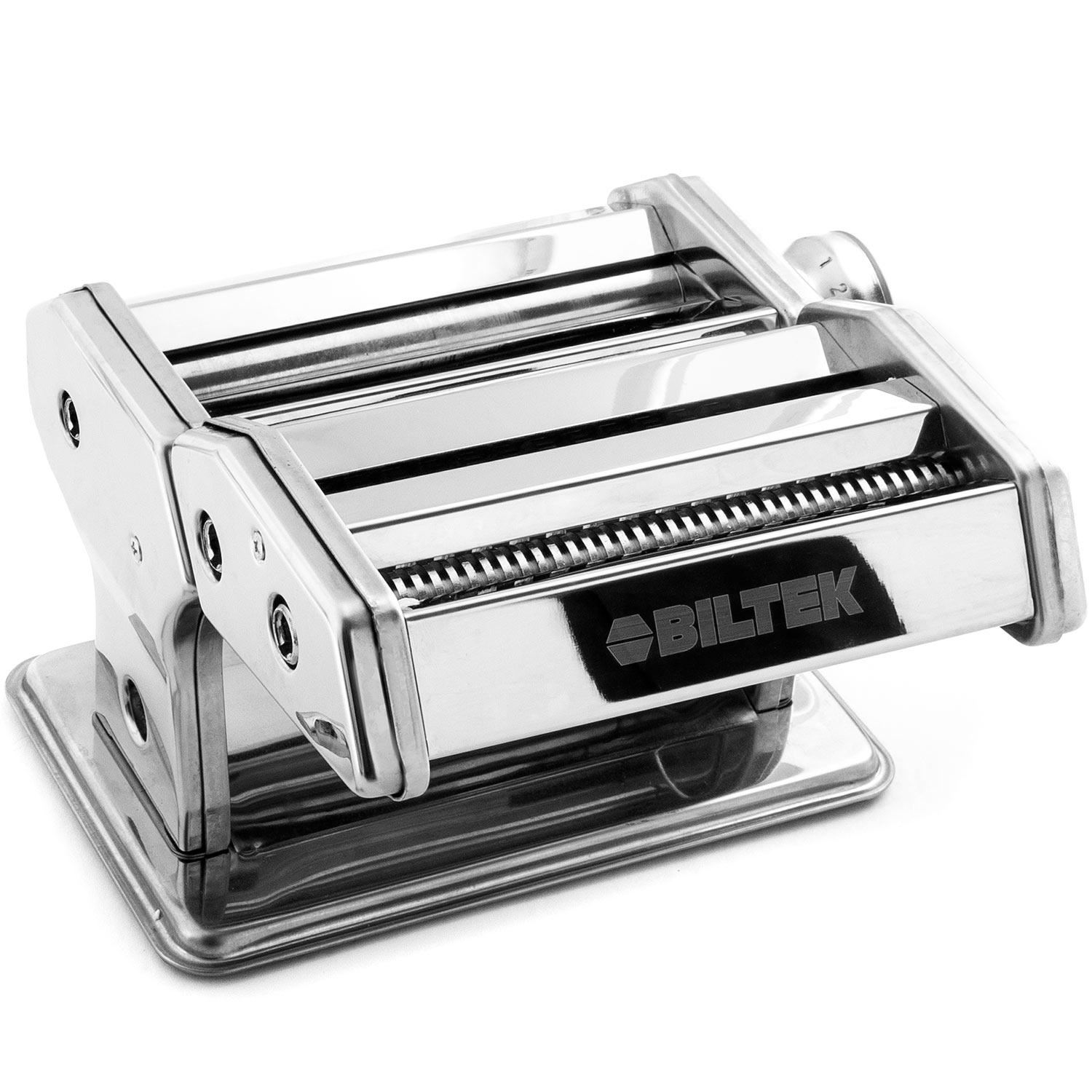 Biltek Pasta Maker Machine - Stainless Steel Hand Crank Cutter & Roller for Fresh Pasta