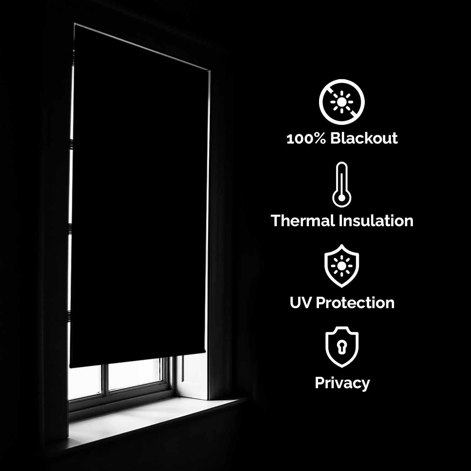 Biltek – pare-soleil à rouleau Blackout 100 %, stores à isolation thermique et tissu de protection UV. Store à rouleau Total Blackout pour le bureau
