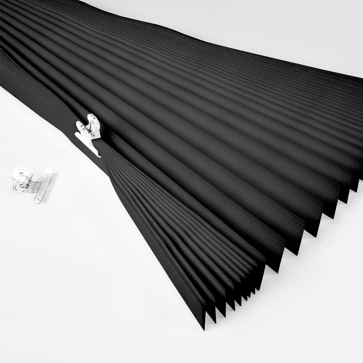 Biltek Cut-to-Size Light Filtering Pleated Fabric Shades, Cordless Fabric Window Privacy Shades - 48" W x 72" H, White or Black