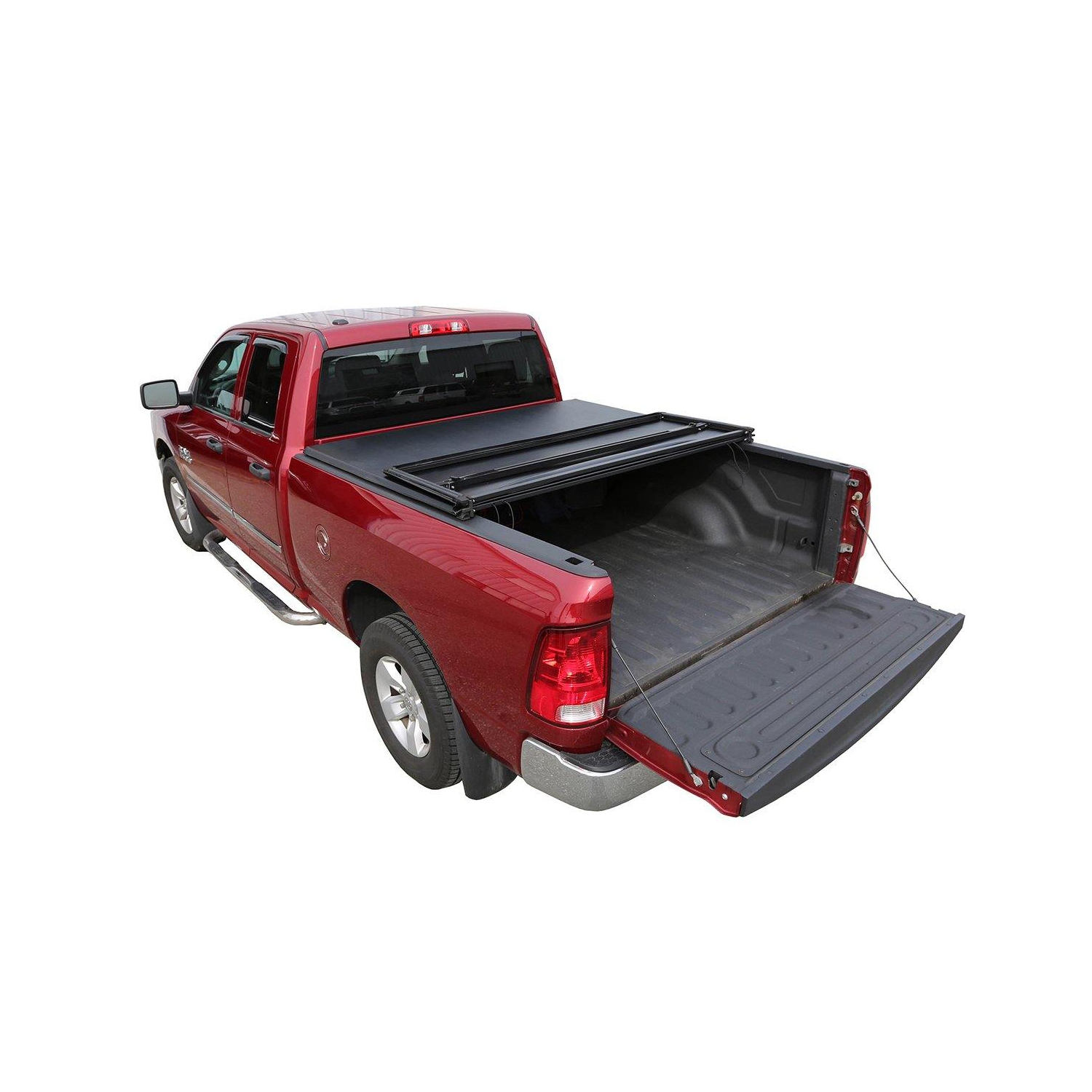 Couvre-caisse souple à trois rabats 2500/3500 6 pi 4 po RAM 1500 et 2003-2022 de la Galaxy Auto 2002-2018 Dodge RAM