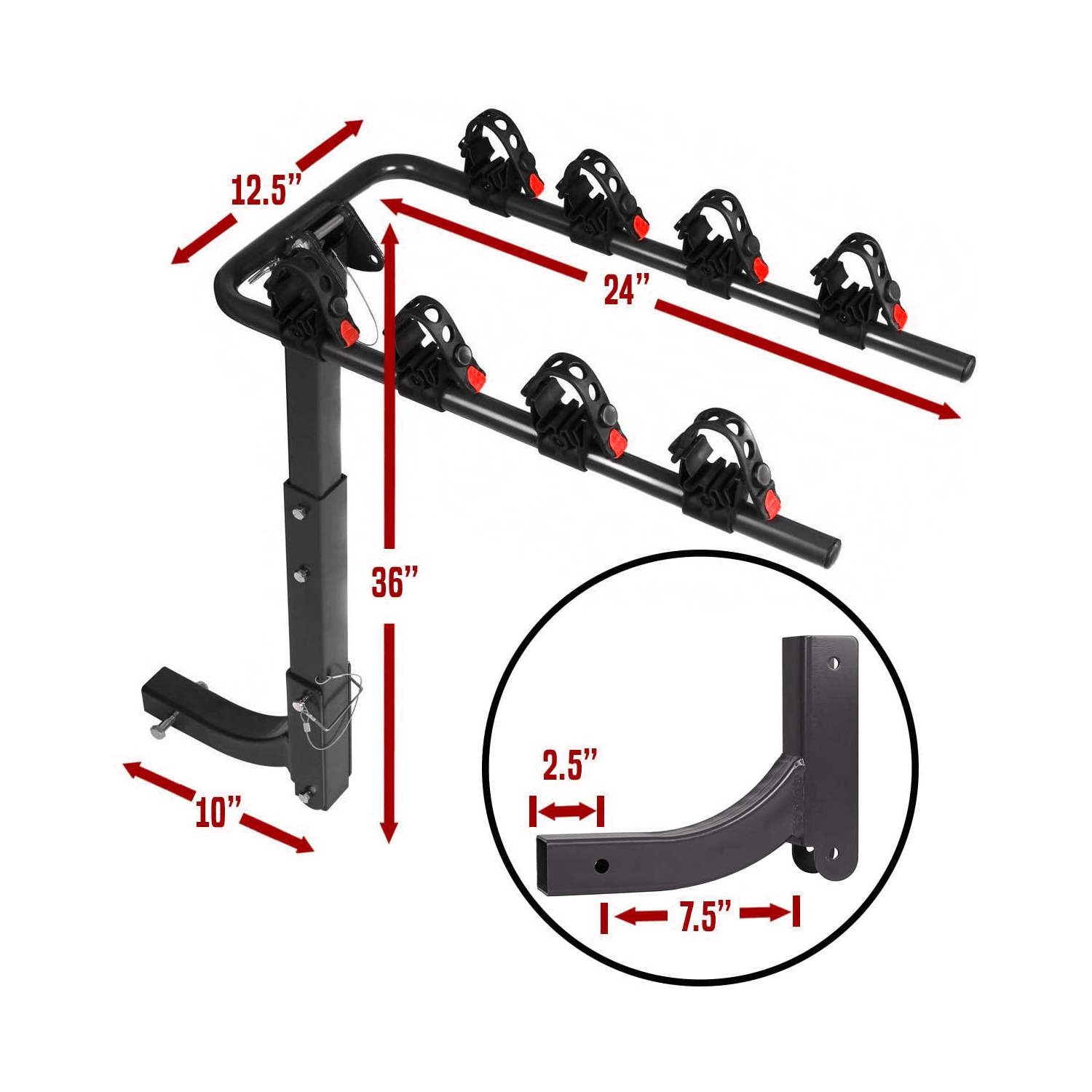 Support à vélos d'attelage pivotant automatiquement Galaxy de 2 po, capacité de 4 vélos