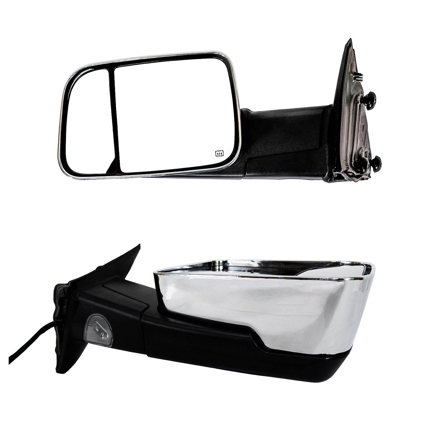 Rétroviseurs de remorquage repliables à la main Dodge RAM pour Galaxy Auto 2009-2018 - Chrome