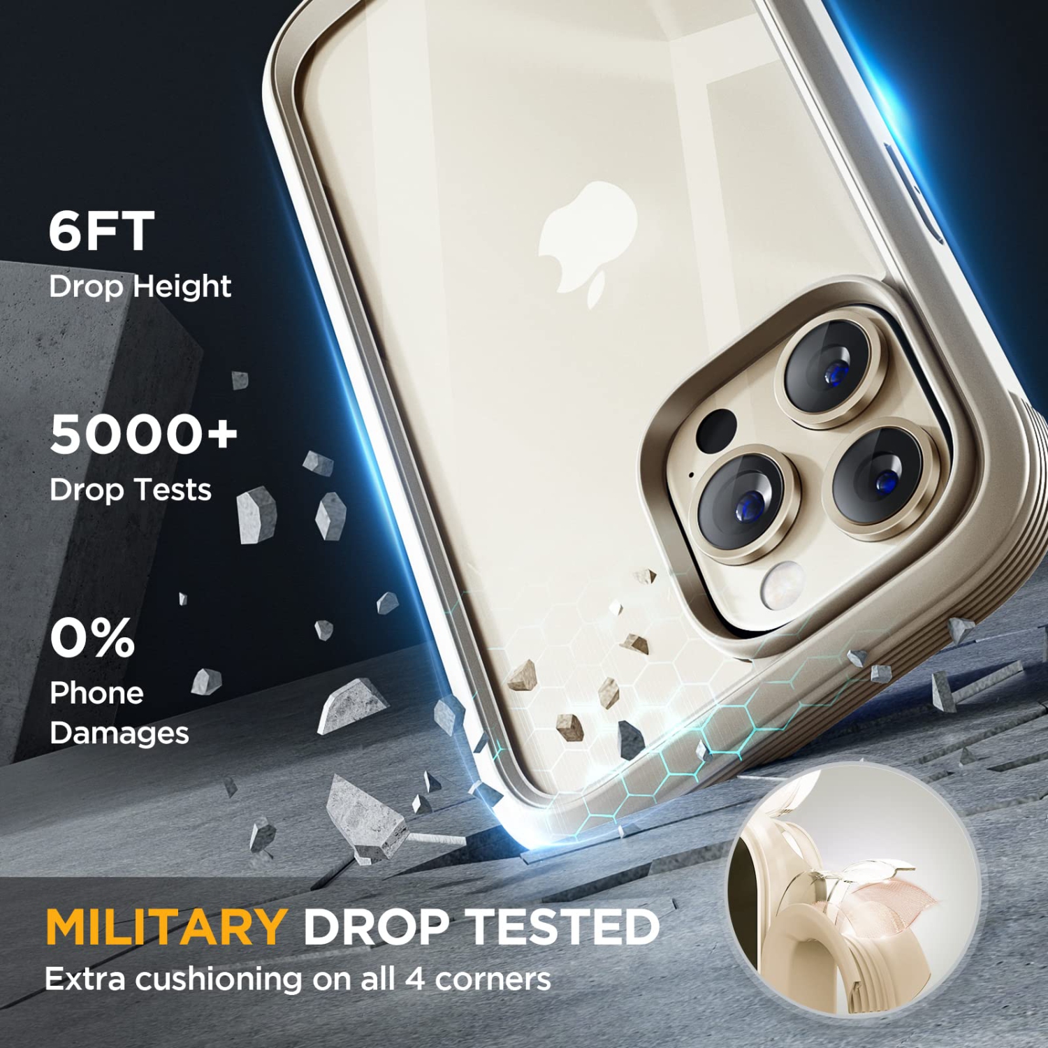 Glass Series Designed for iPhone 14 Pro Max Case 6.7 Inch, [2023 Upgrade] Full-Body Bumper Case with Built-in 9H Tempered Glass Screen Protector,