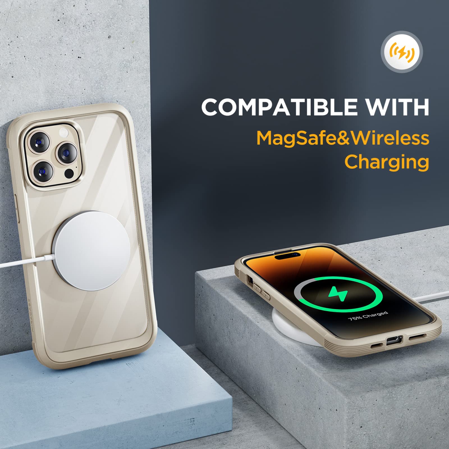 Glass Series Designed for iPhone 14 Pro Max Case 6.7 Inch, [2023 Upgrade] Full-Body Bumper Case with Built-in 9H Tempered Glass Screen Protector,