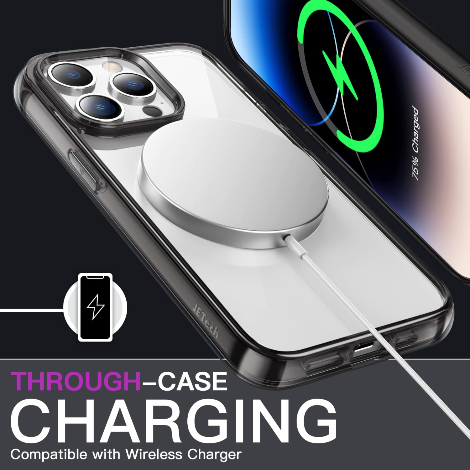 JETech Case for iPhone 14 Pro 6.1-Inch, Shockproof Phone Bumper Cover, Anti-Scratch Clear Back