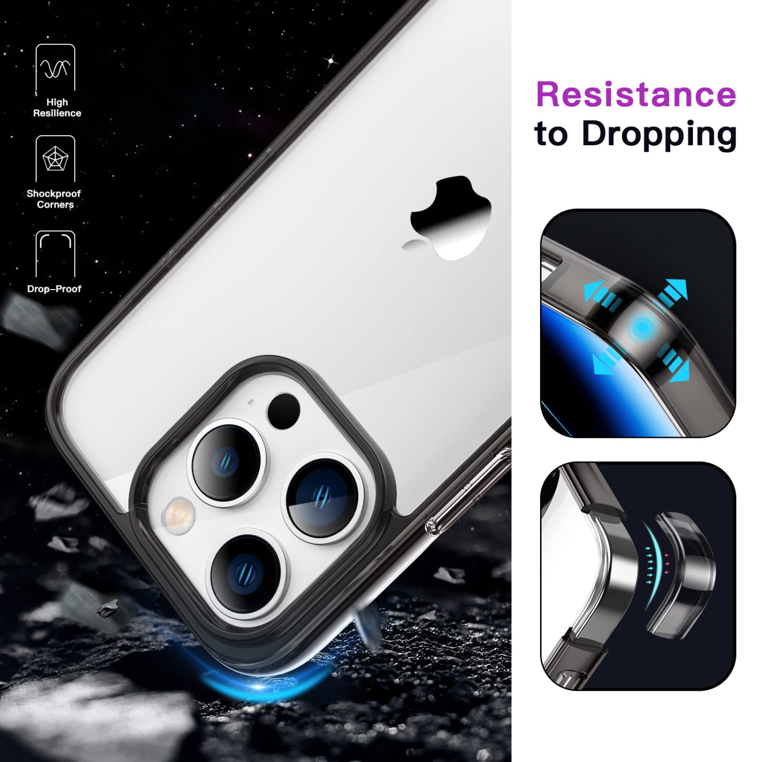 JETech Case for iPhone 14 Pro 6.1-Inch, Shockproof Phone Bumper Cover, Anti-Scratch Clear Back