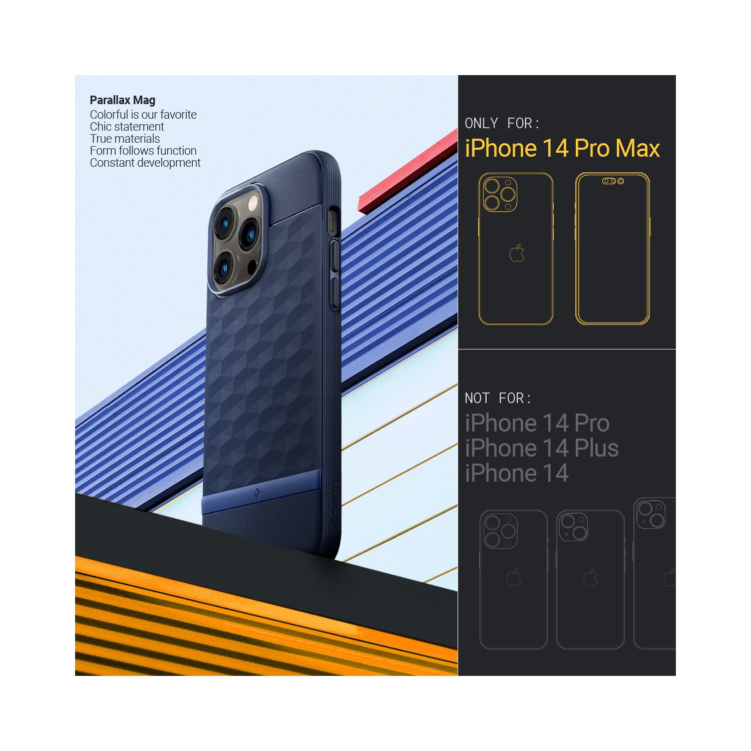 Étui Parallax Mag de Caseology avec aimant intégré conçu pour MagSafe compatible avec l’étui iPhone 14 Pro Max 5G - Midnig