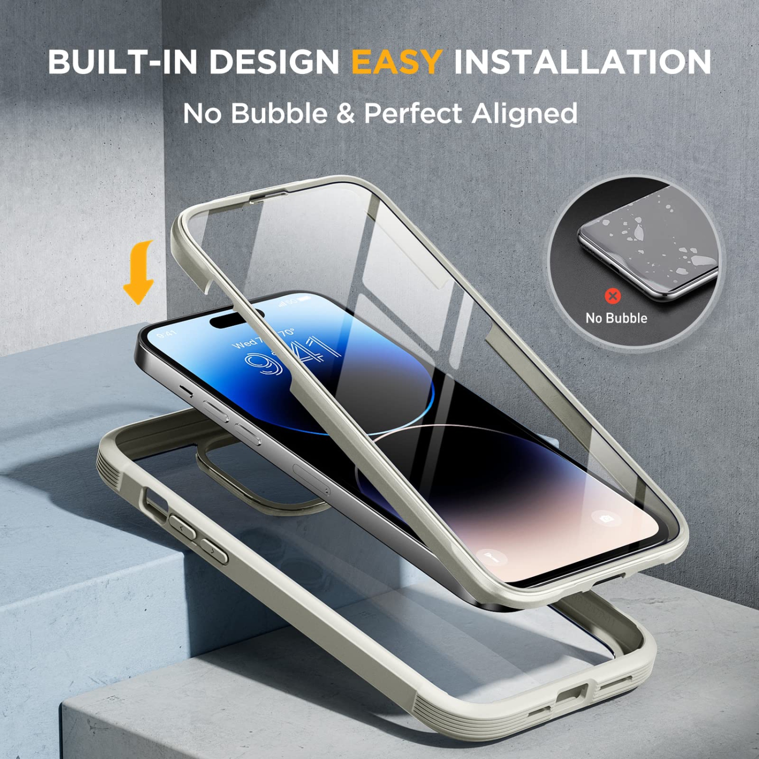 Miracase Glass Series Designed for iPhone 14 Pro Max Case 6.7 Inch, 2022 Newest Full Body Bumper Case with Built-in 9H Tem